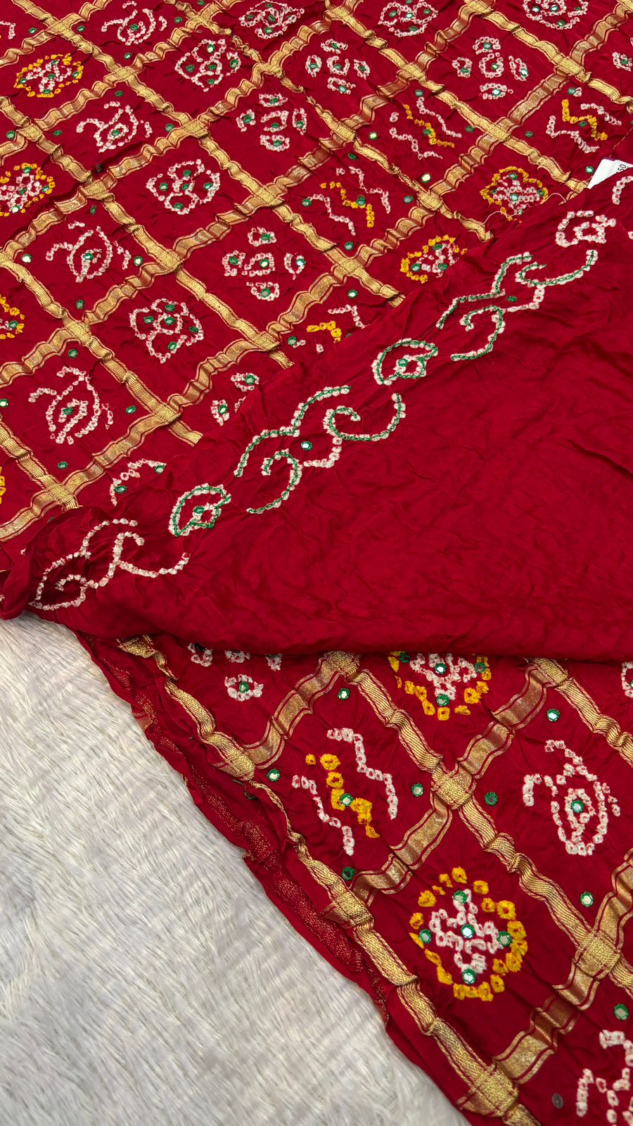 Pure Gaji Silk Abbhli Work Gharchola (Red)
