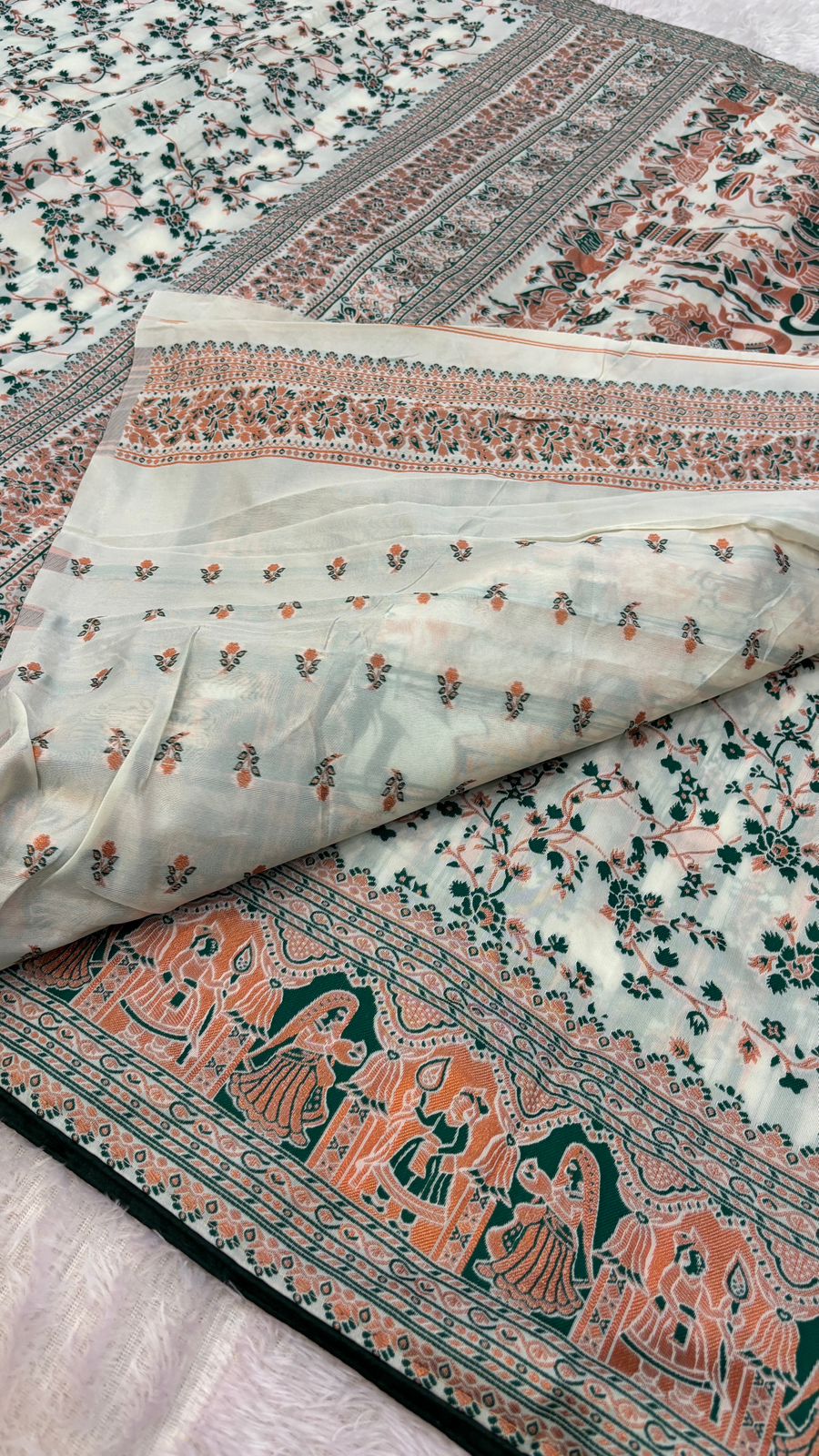 Soft Silk Rajwadi Saree (Pashmina Designe) :- GREEN COLOR