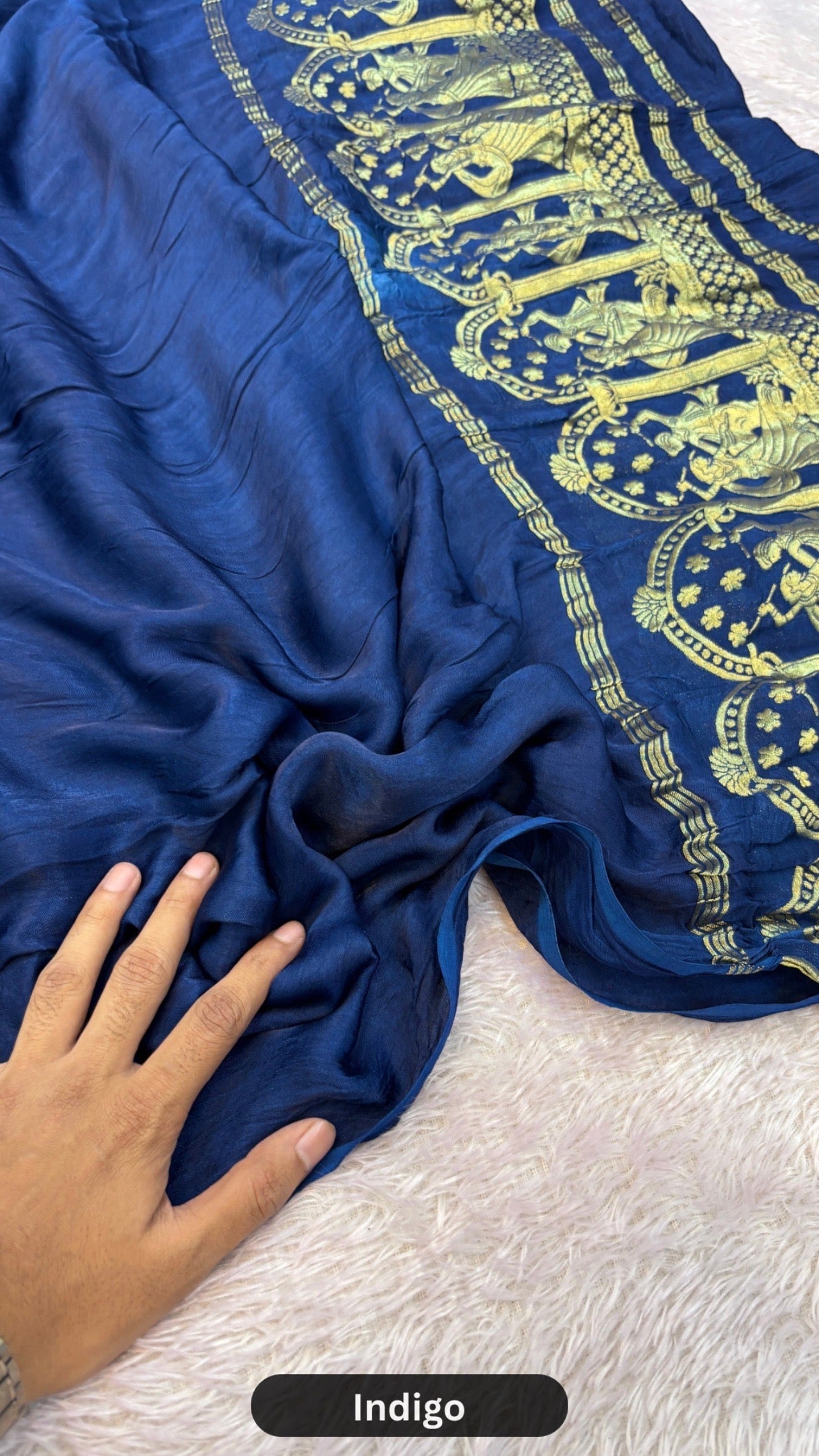 Plain Model Silk Saree (Never a Old Fashion) Indigo