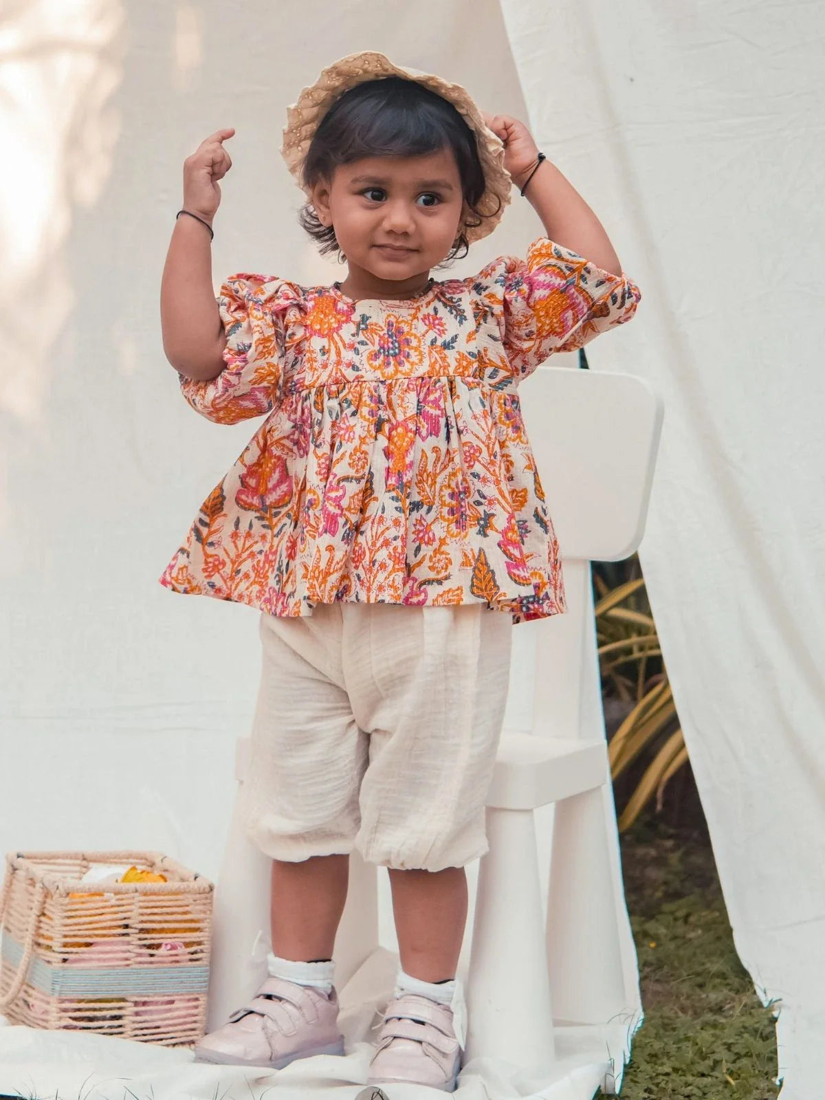 Sophia Summer Pure Cotton Little Girl Top Bottom Set