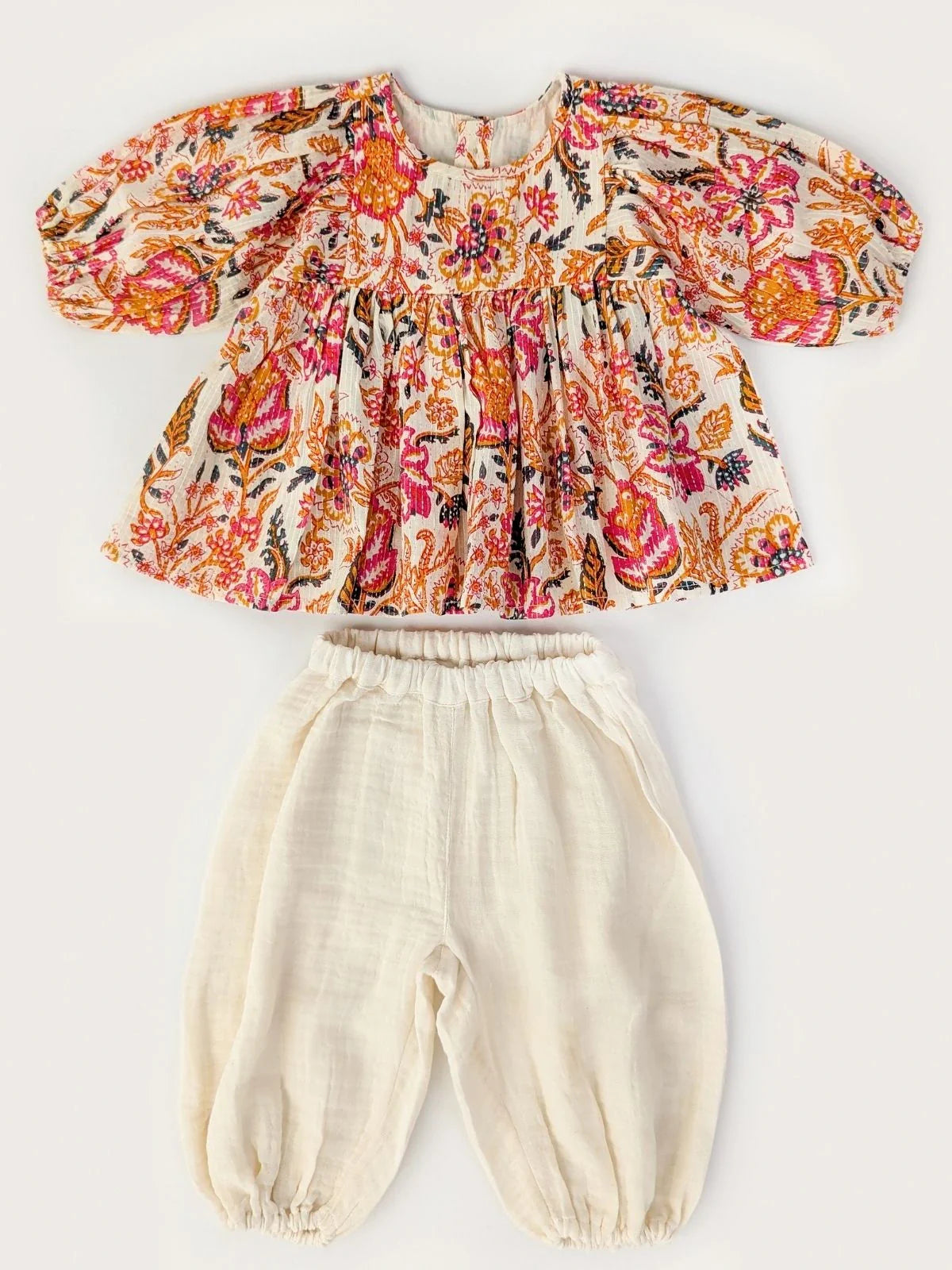 Sophia Summer Pure Cotton Little Girl Top Bottom Set