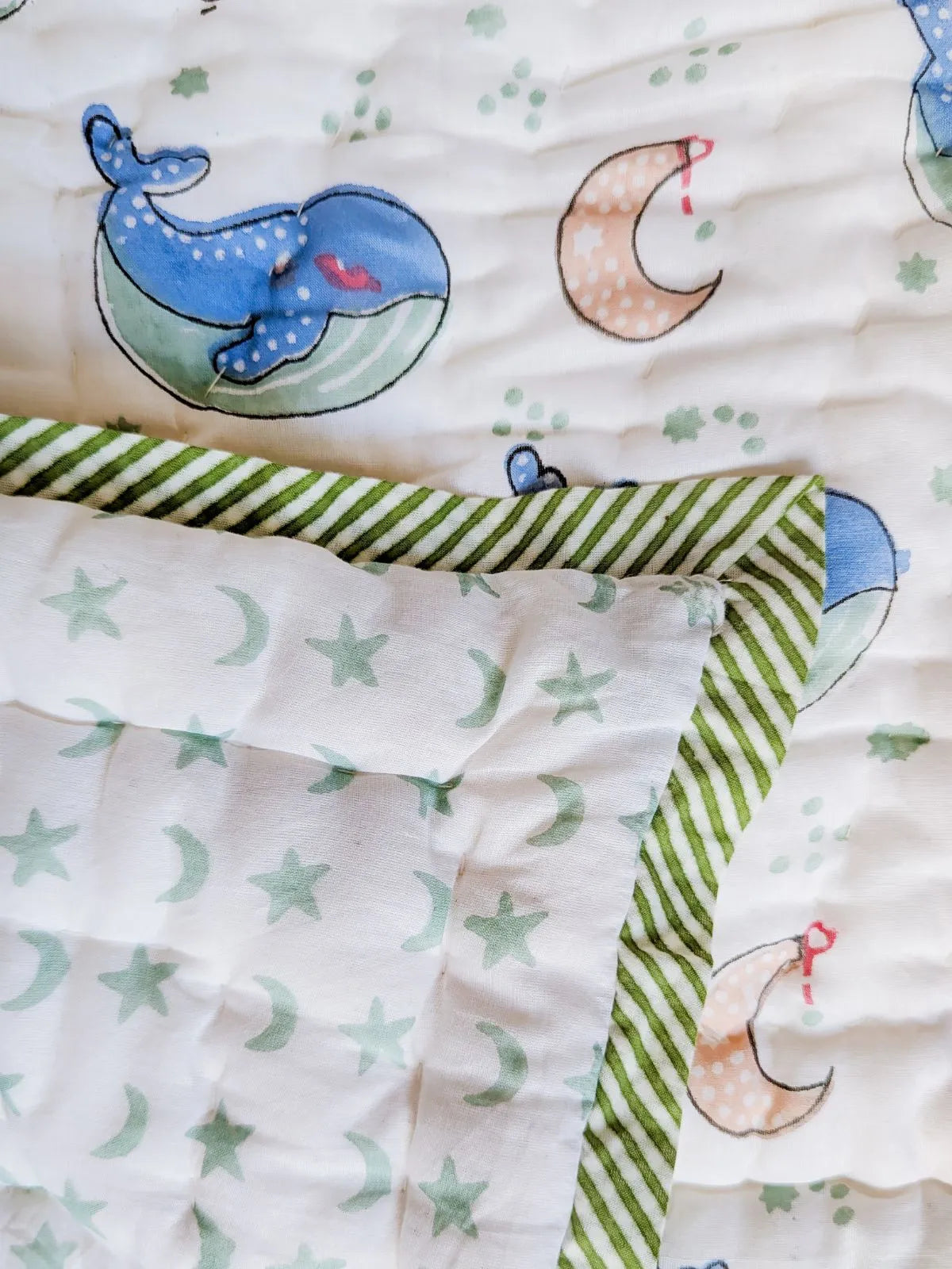 Sea Whale Print Cotton Big Size Quilted Mat