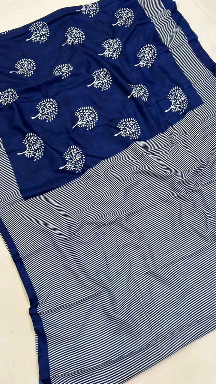 Dhabhu Print Indigo Saree Vol.3