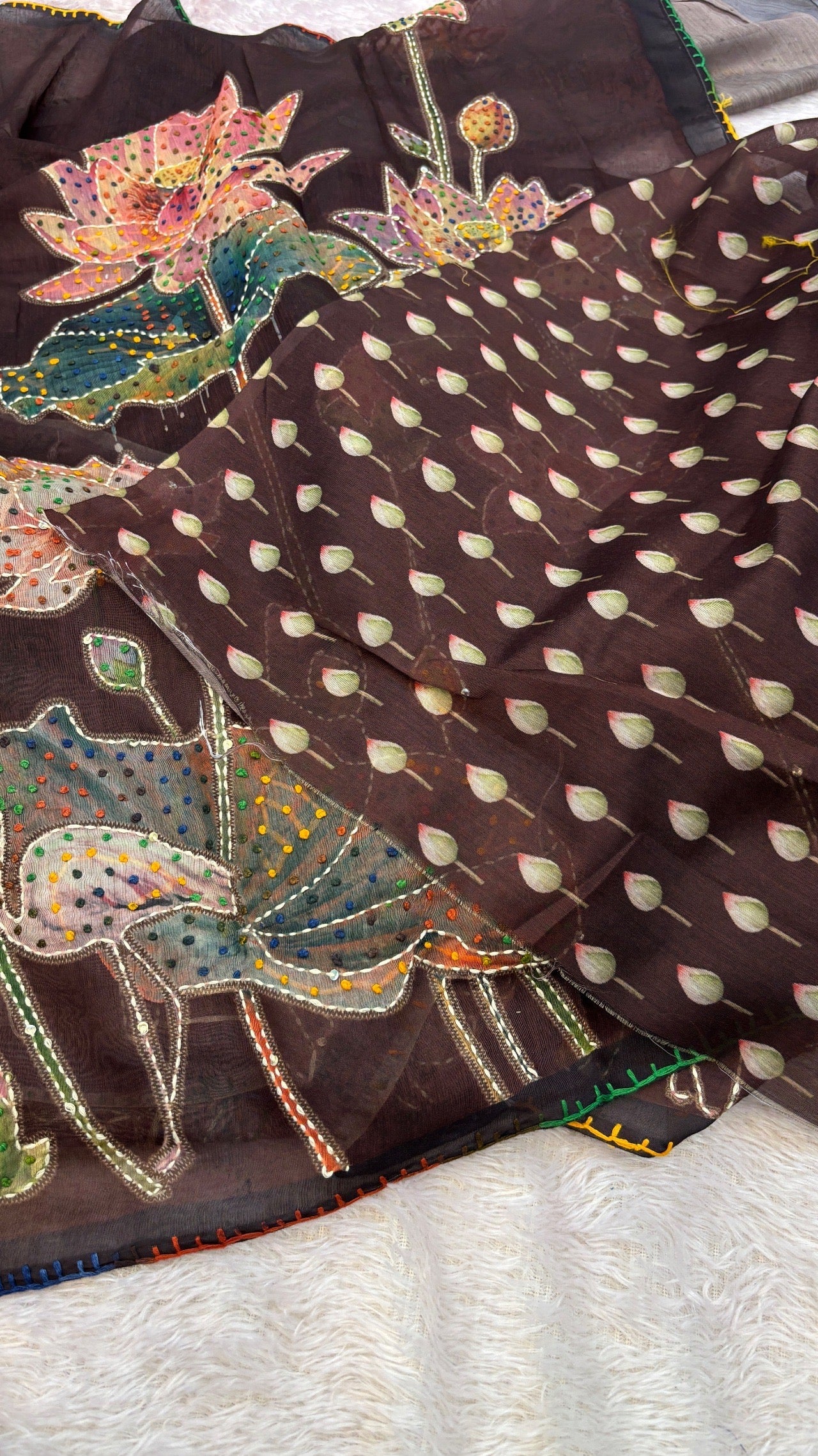 French knot Work saree (Limited Edition) Chocolate Color