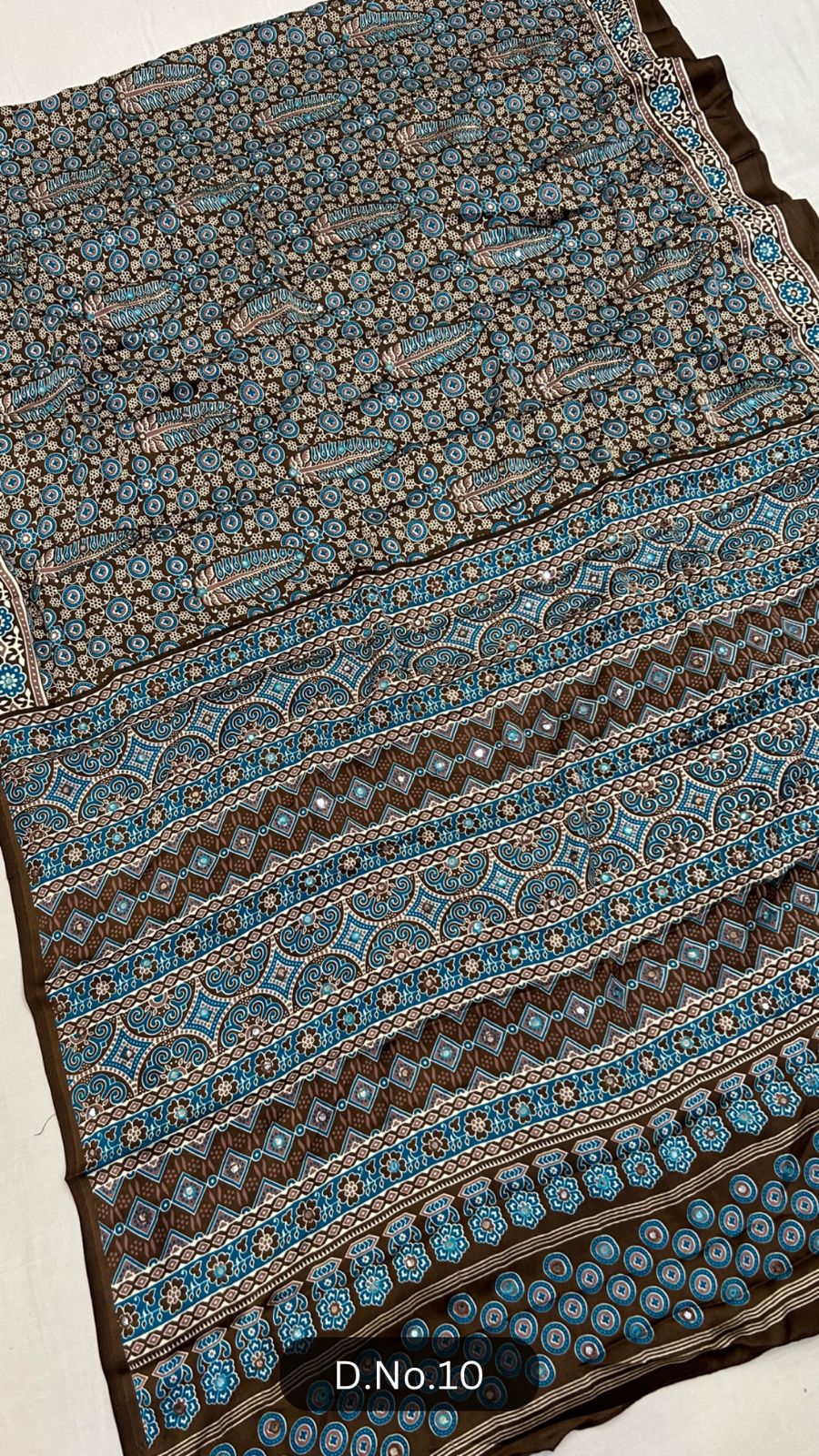 Pure Ajrakh Saree With Mirror Work D.No.10