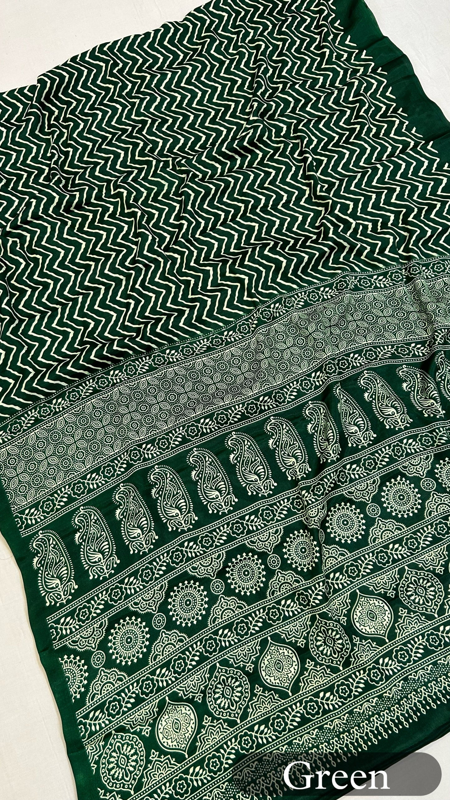 Ajrakh Lehariya Semi Crap Saree