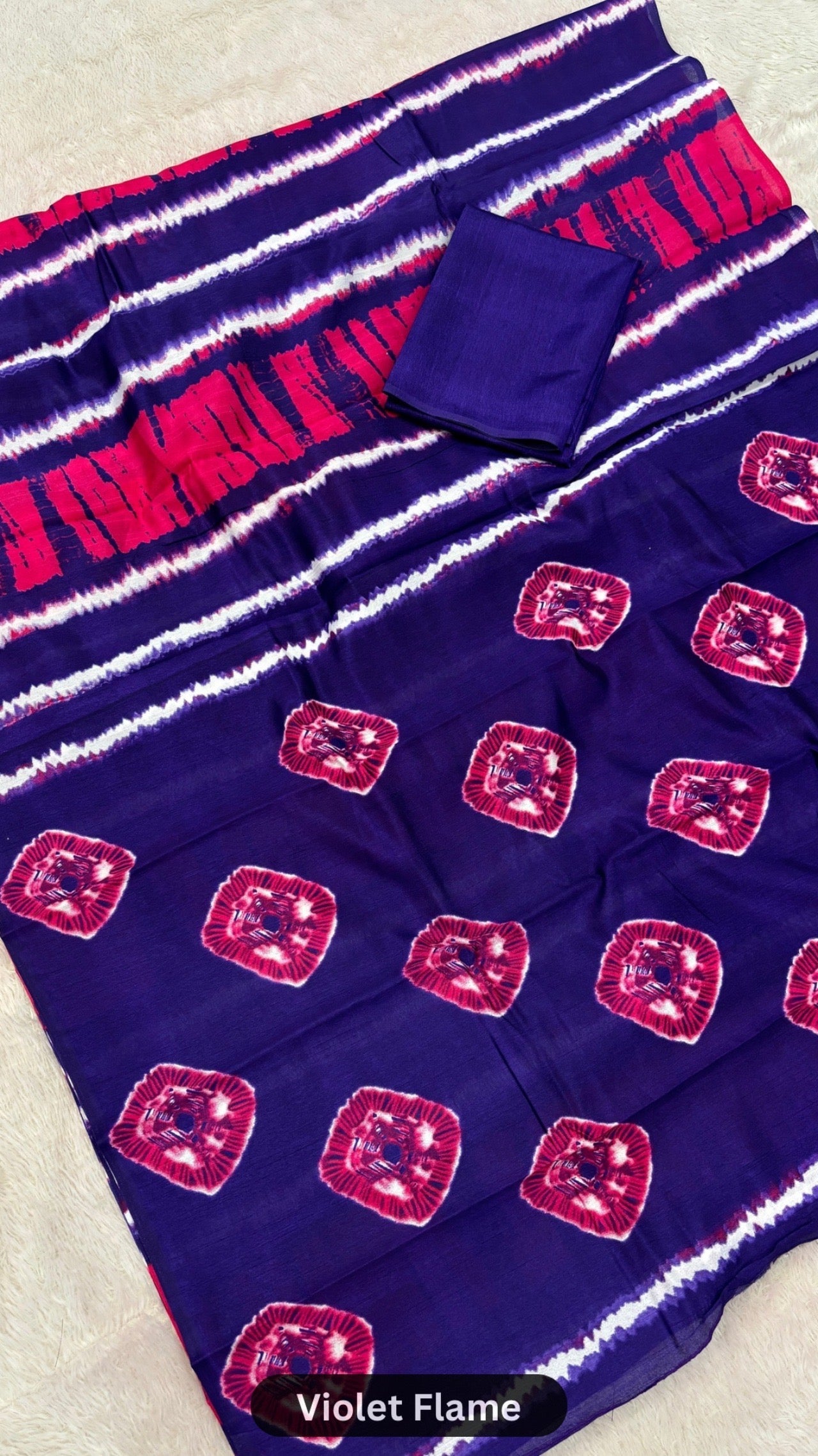 Violet Flame, Sambalpuri Cotton Silk Saree