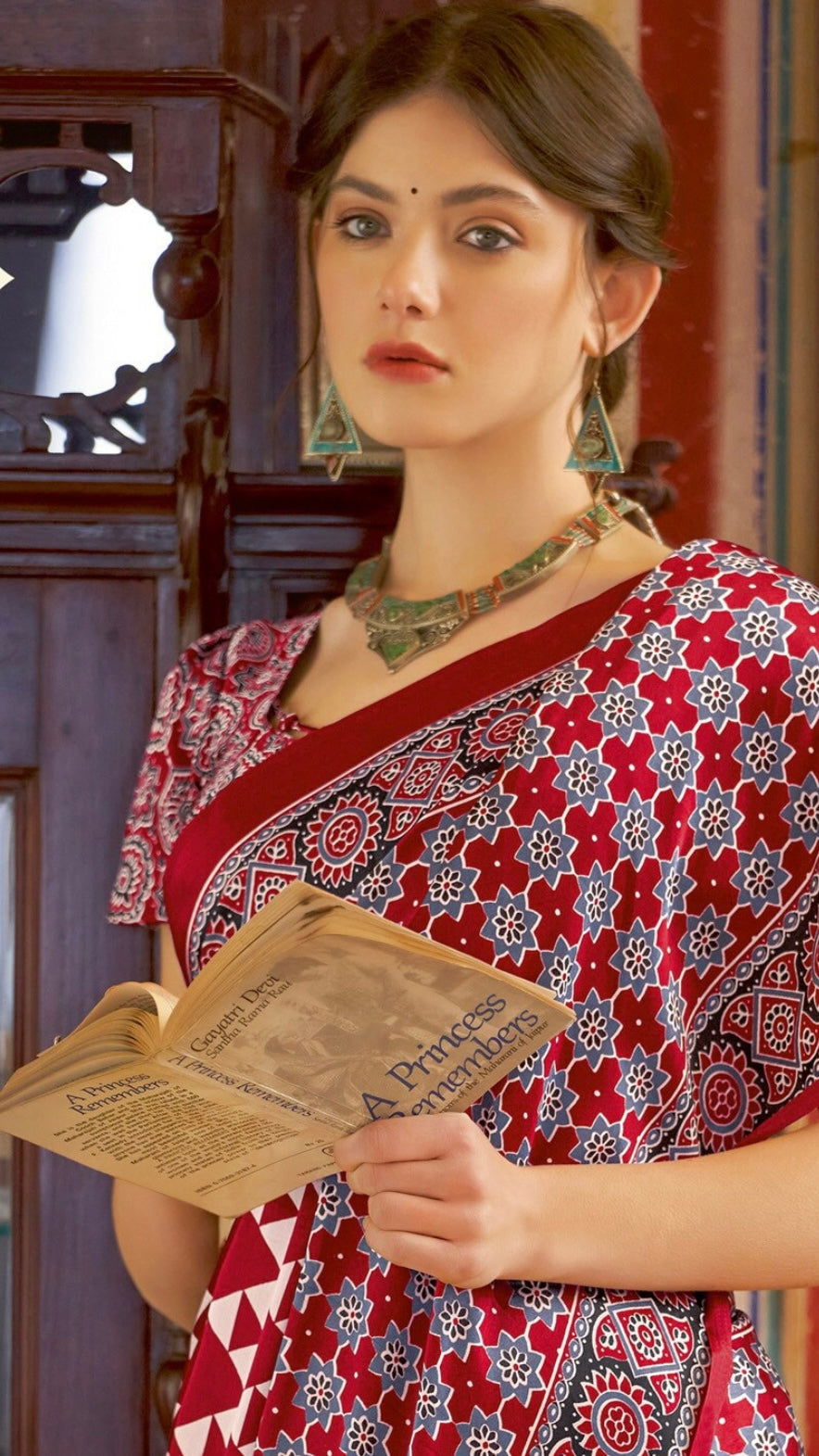 Designer Ajrakh Saree (D.No. 102 A)