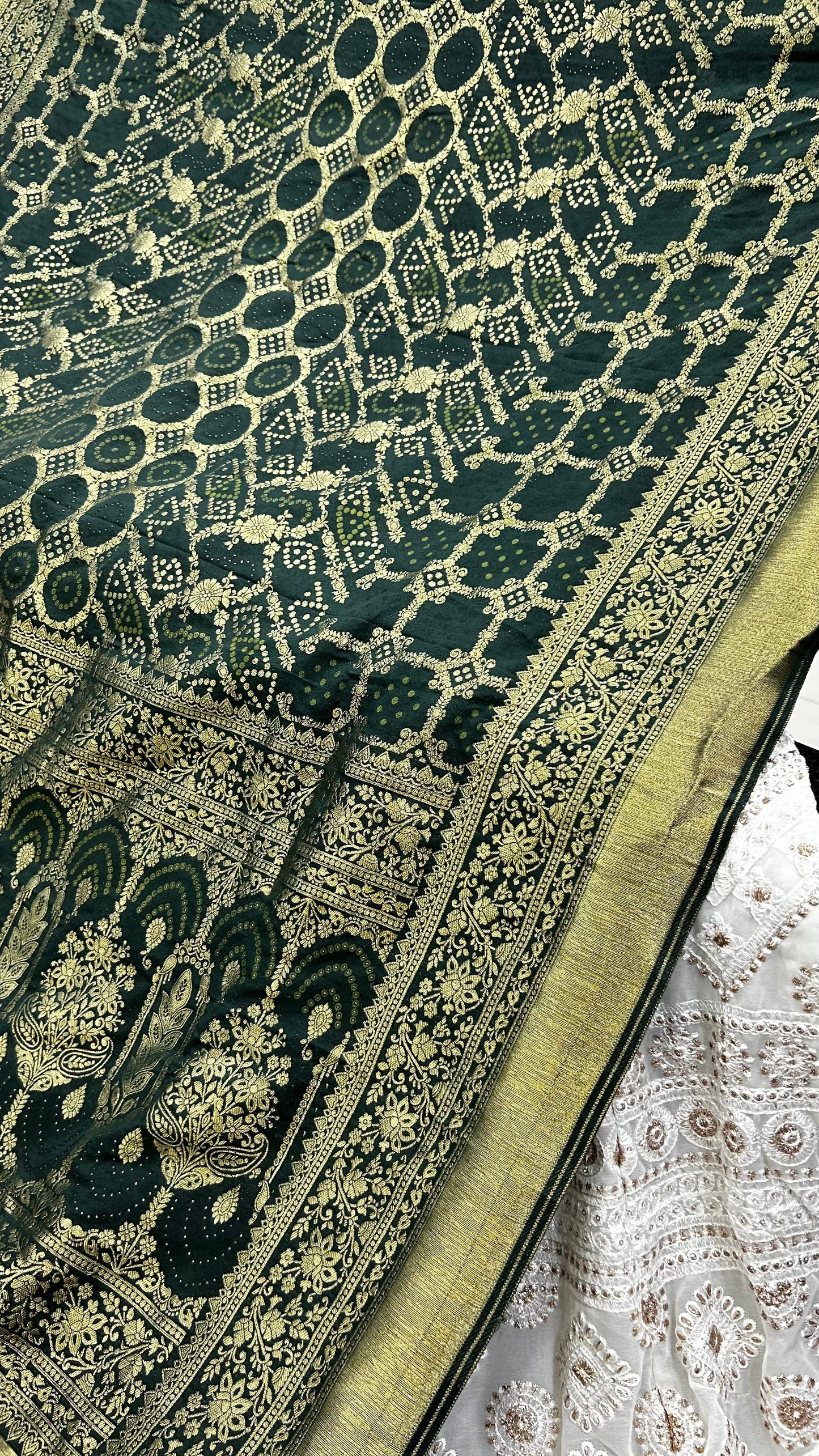 White Dola Silk With Bandhani Duppta Lehanga Choli