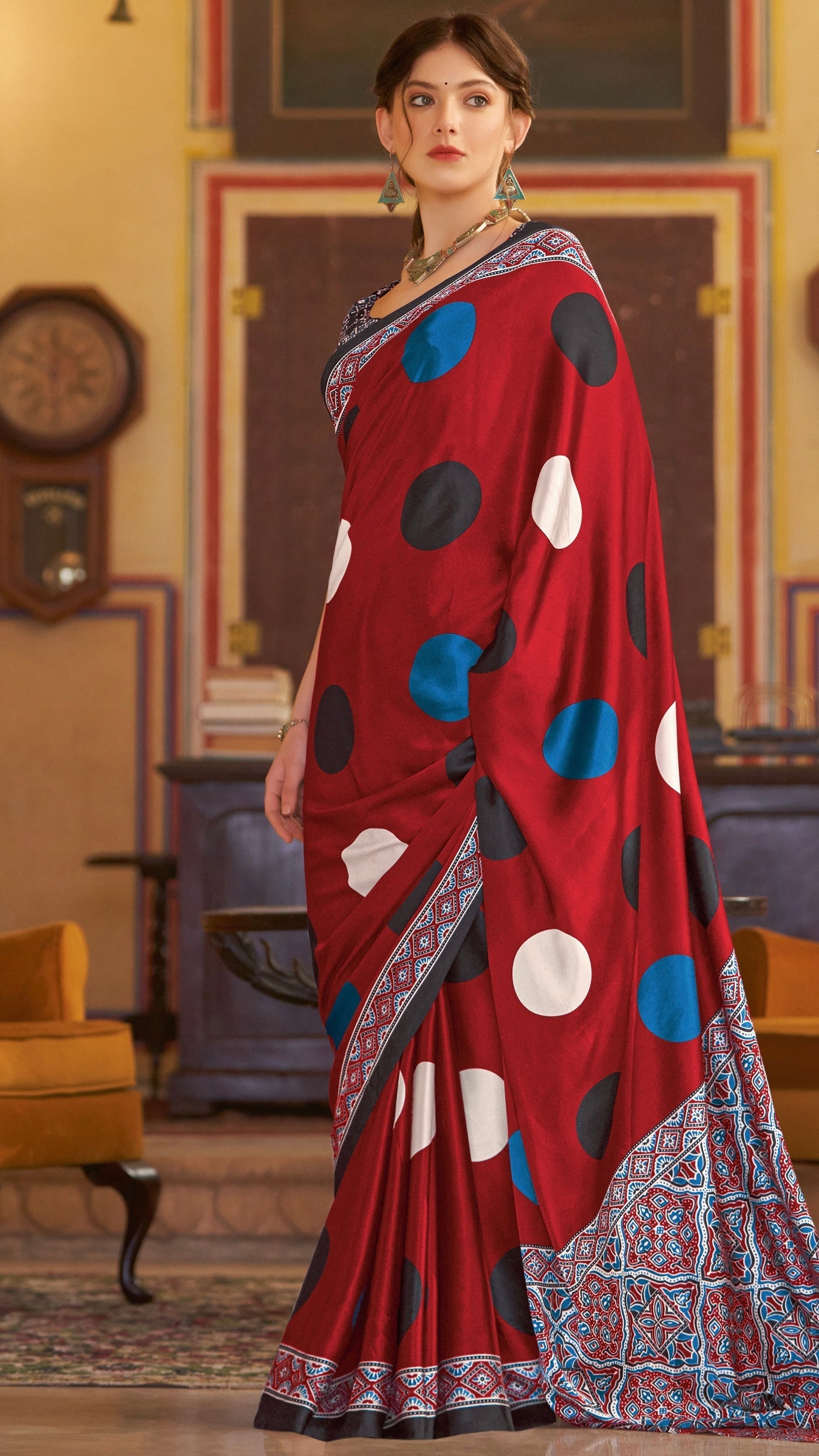 Designer Ajrakh Saree (D.No.101 A)