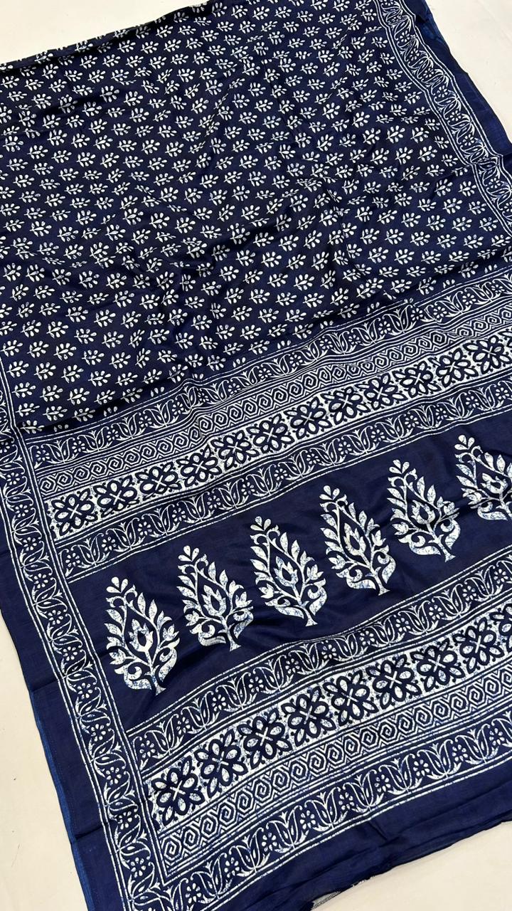 Dhabhu Print Indigo Saree Vol.7