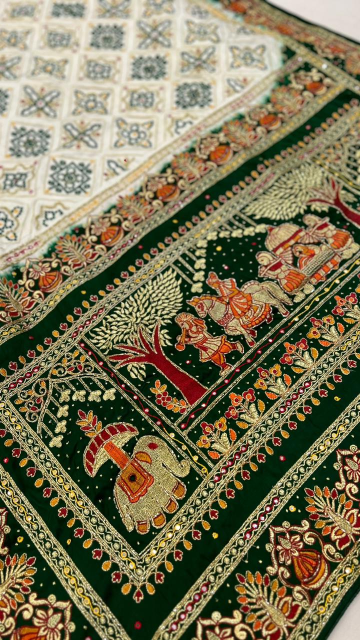 White Green Boutique Saree