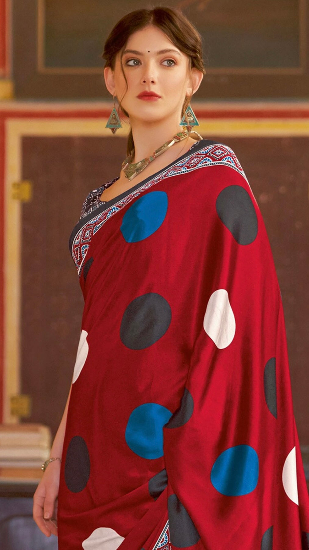 Designer Ajrakh Saree (D.No.101 A)