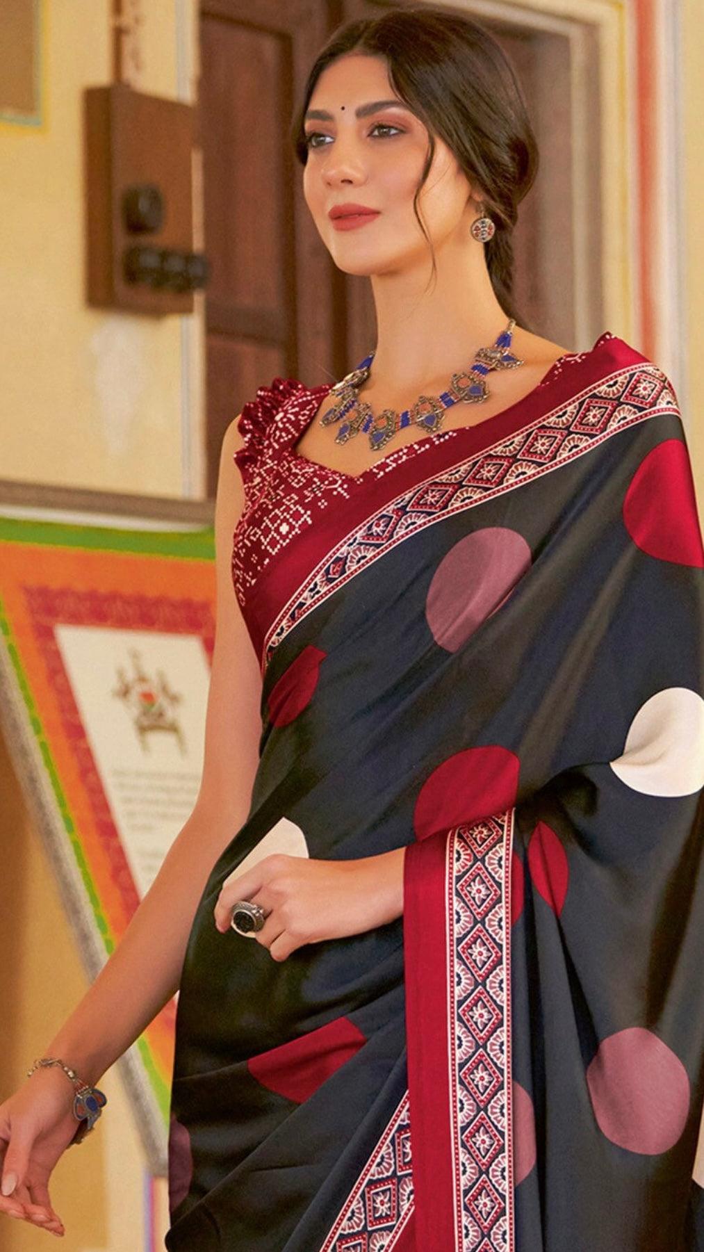 Designer Ajrakh Saree (D.No.101 B)