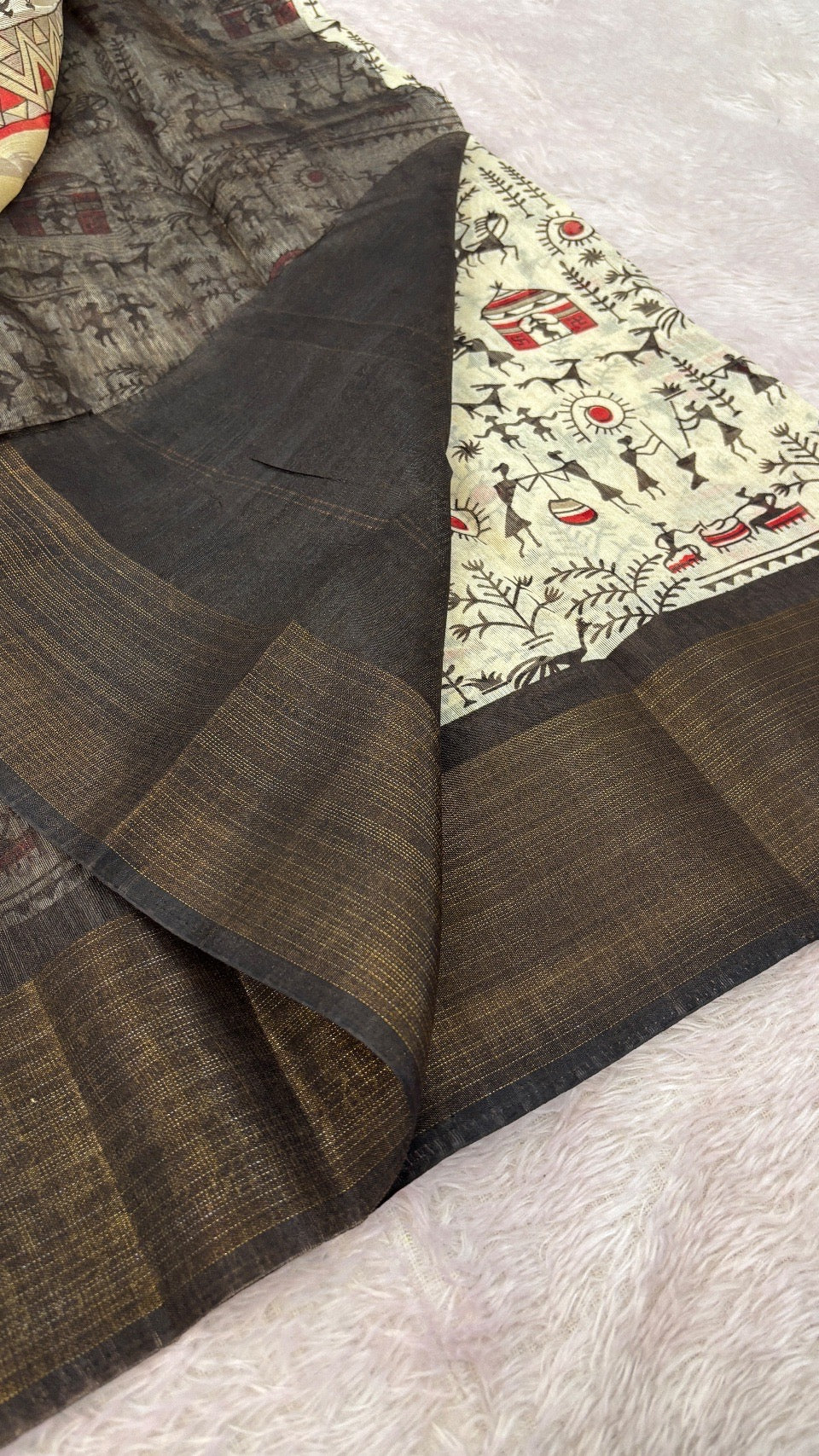 SUMMER SALE Warli Print Cotten Saree (Coco)