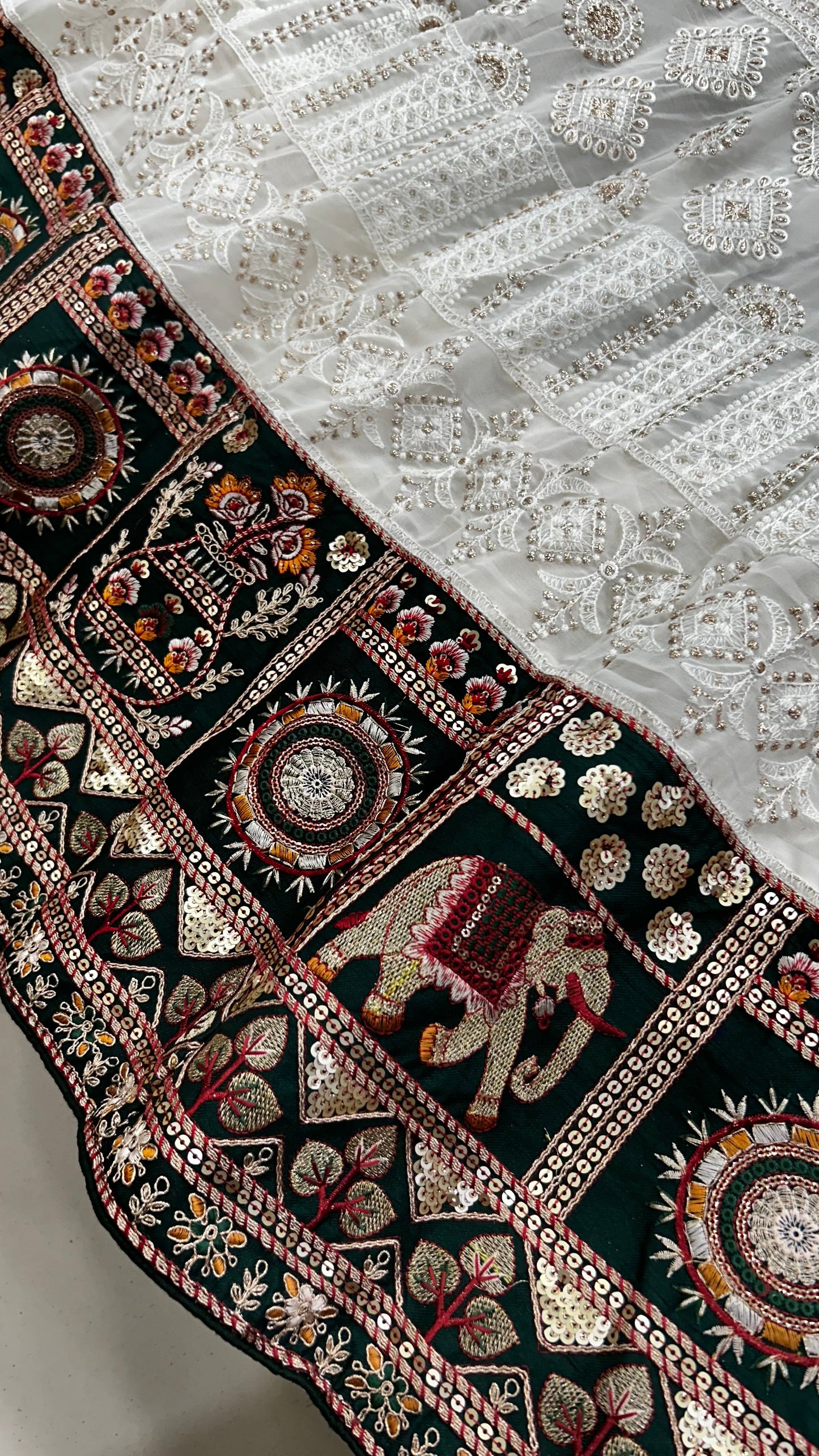 White Dola Silk With Bandhani Duppta Lehanga Choli