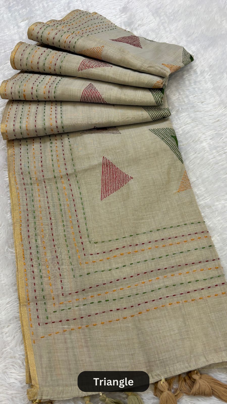 Corporate Wear Katha Saree (Chikoo)