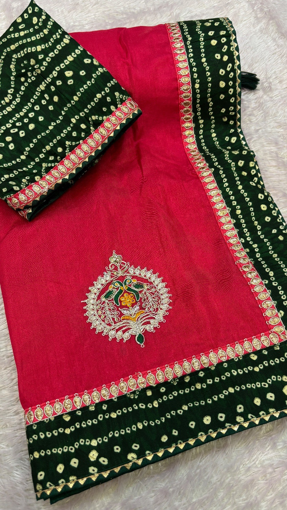 Mor Pankh Bandhej Saree