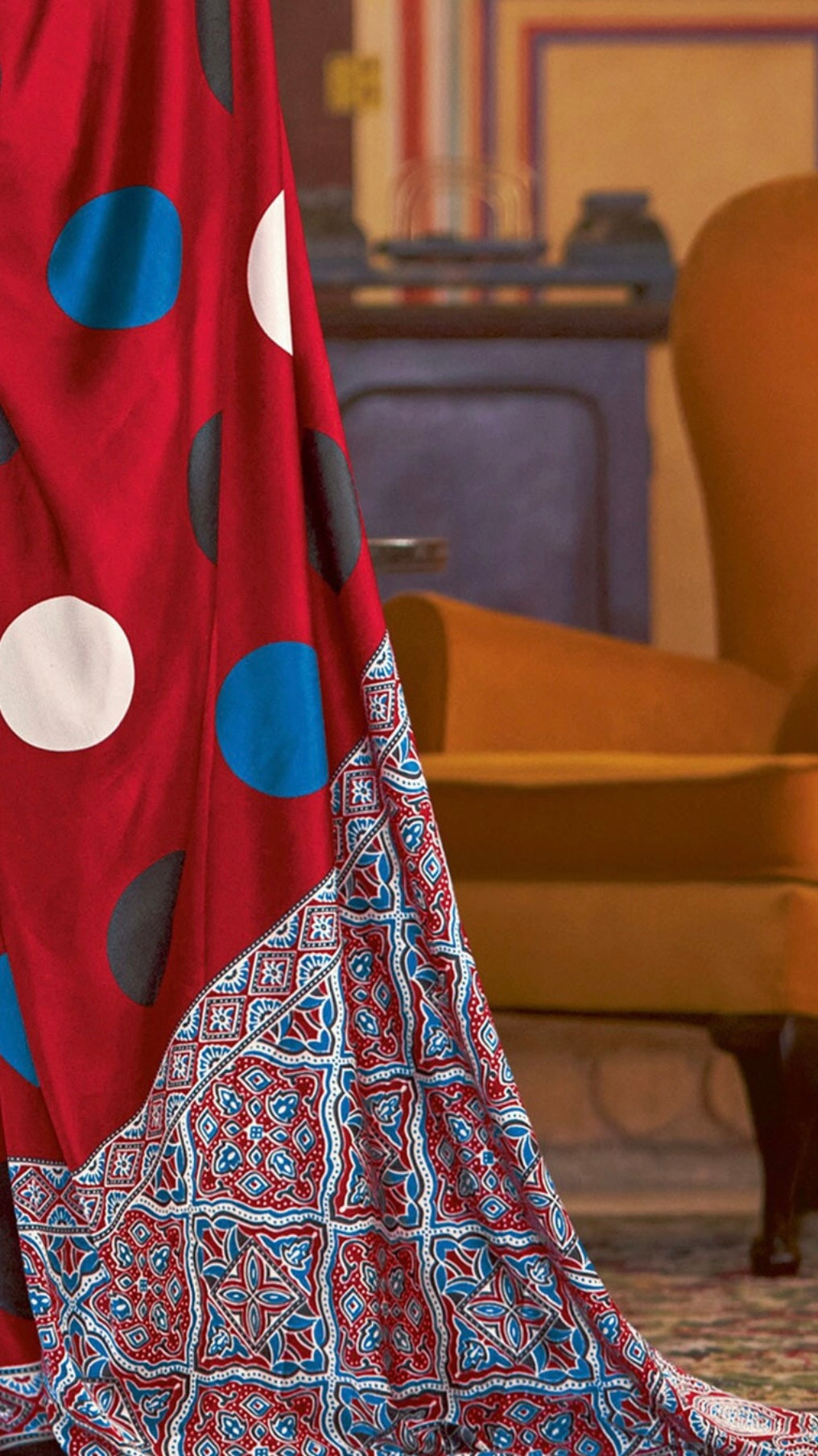 Designer Ajrakh Saree (D.No.101 A)