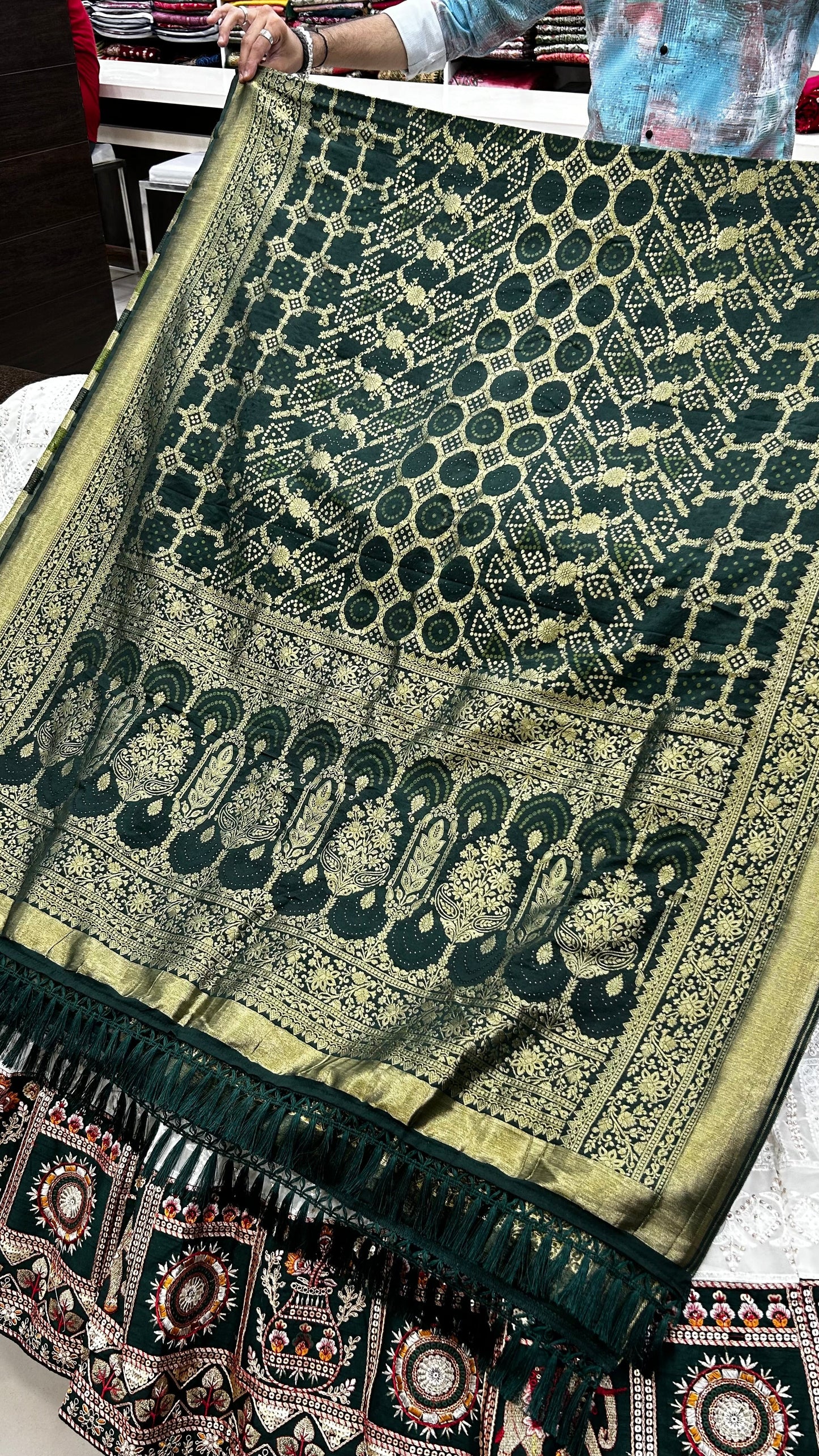 White Dola Silk With Bandhani Duppta Lehanga Choli