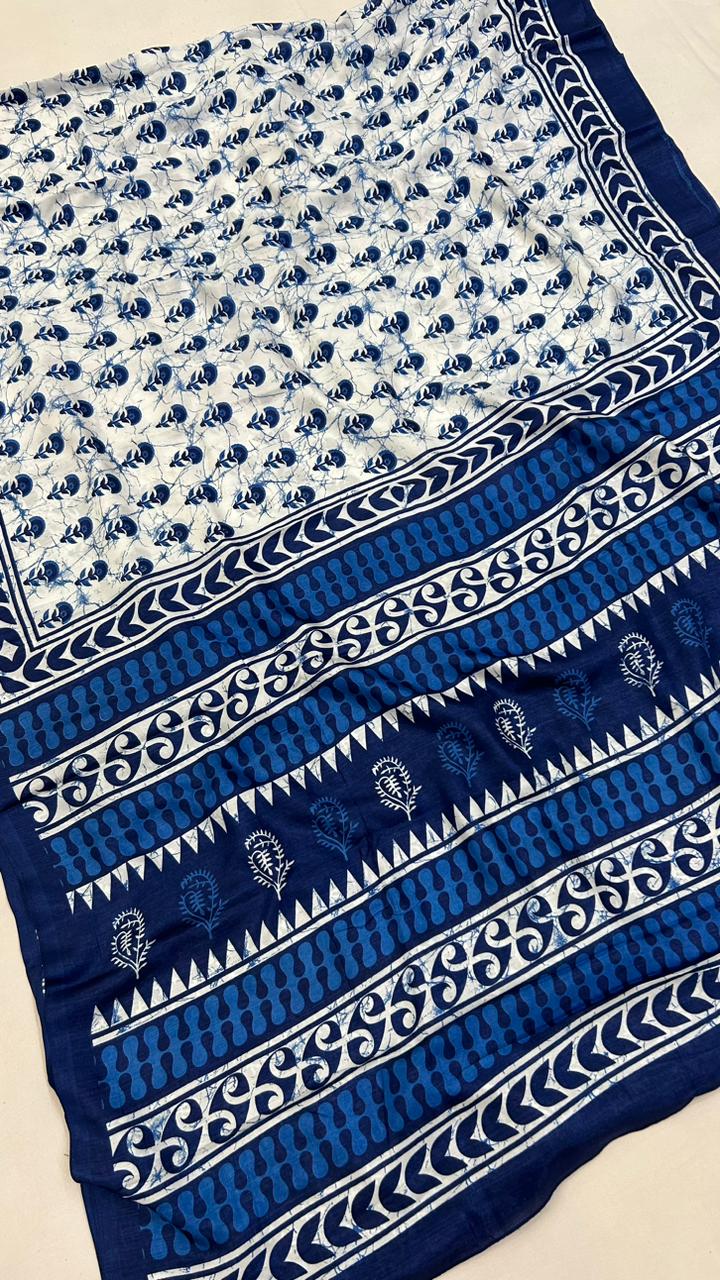 Dhabhu Print Indigo Saree Vol.5