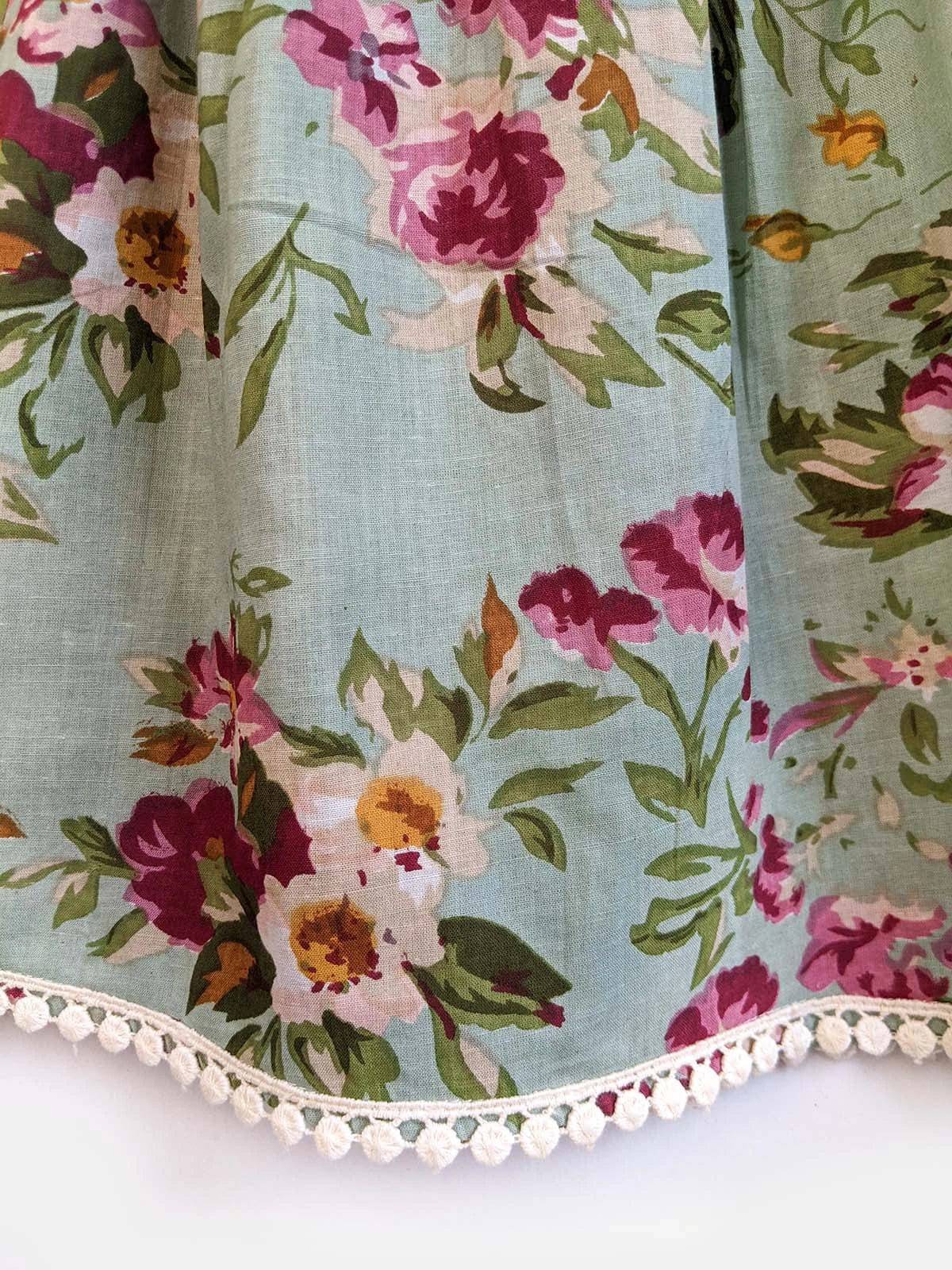Victoria Pleated Floral Frilly Teal Baby Girl Dress