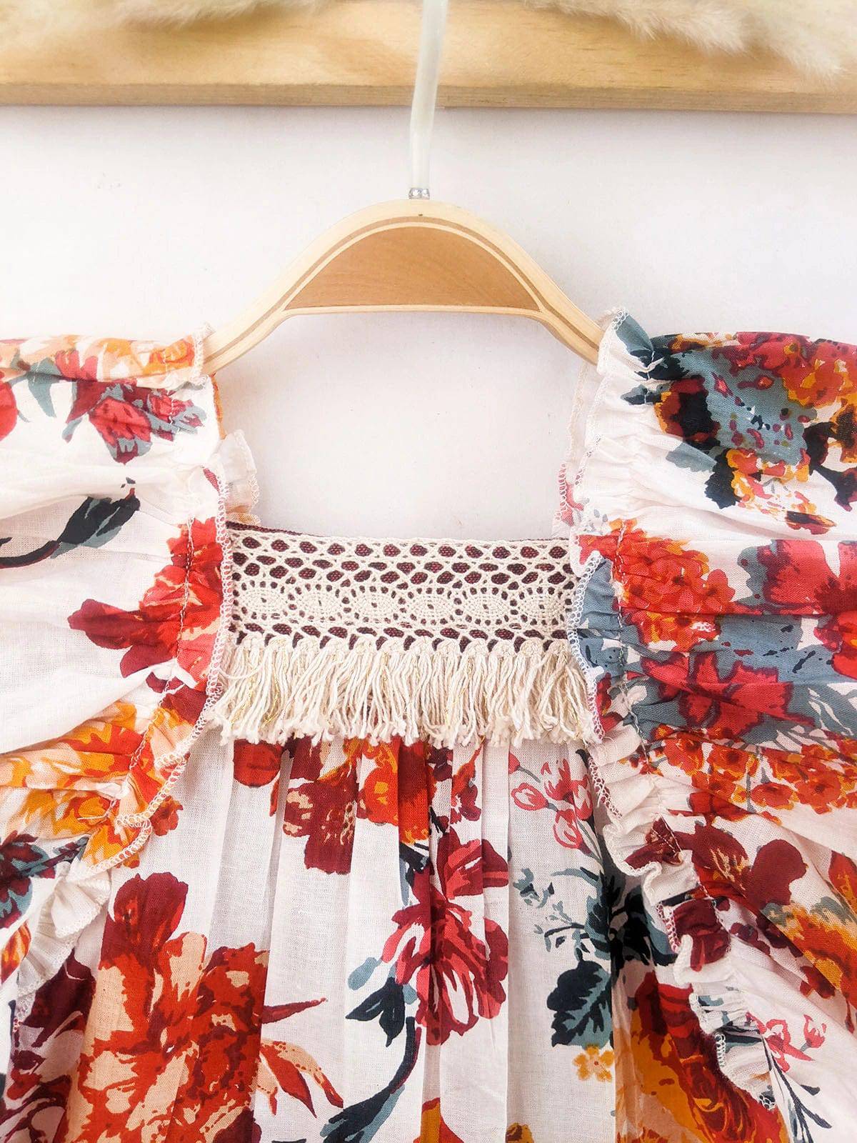 White Floral Summer Victorian Baby Girl Dress