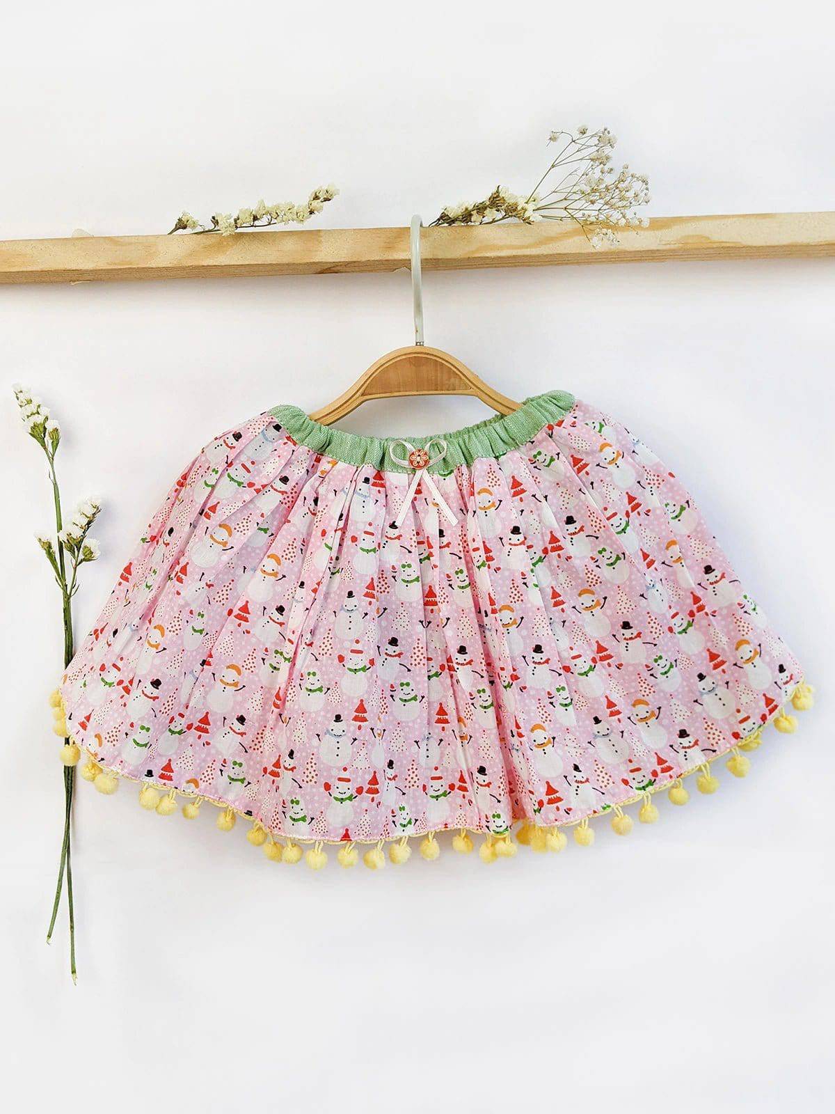 Pink Summer Printed Boho Kids Baby Skirt Top With Blooomer