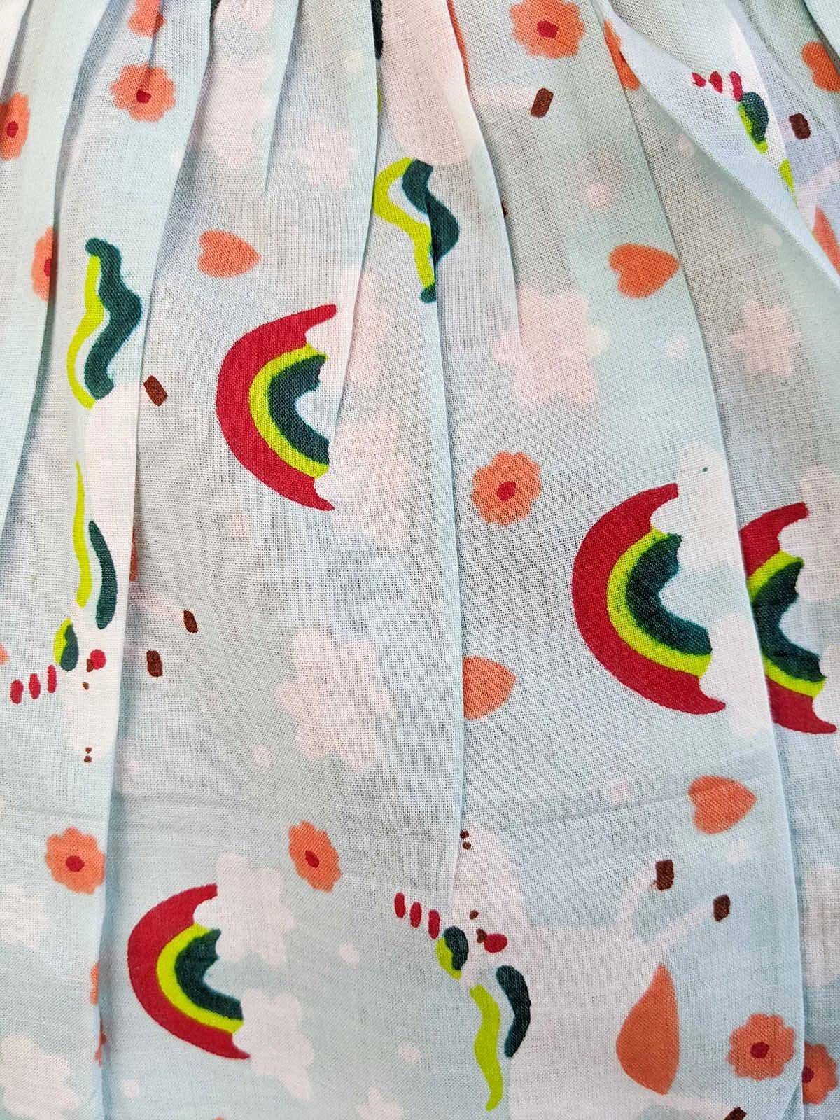 Rainbow Printed Baby Girl Cotton Skirt With Bloomer and Top
