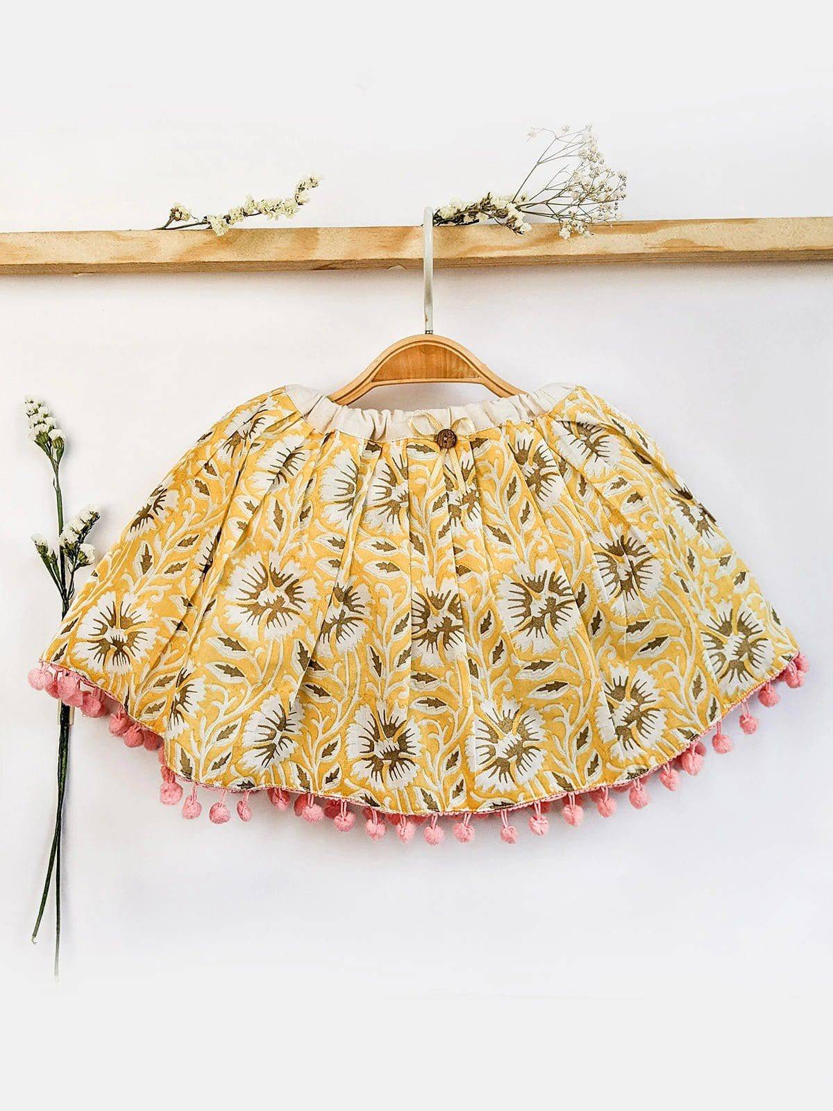 Summer Lemon Refreshing Floral Printed Baby Girl Skirt Top