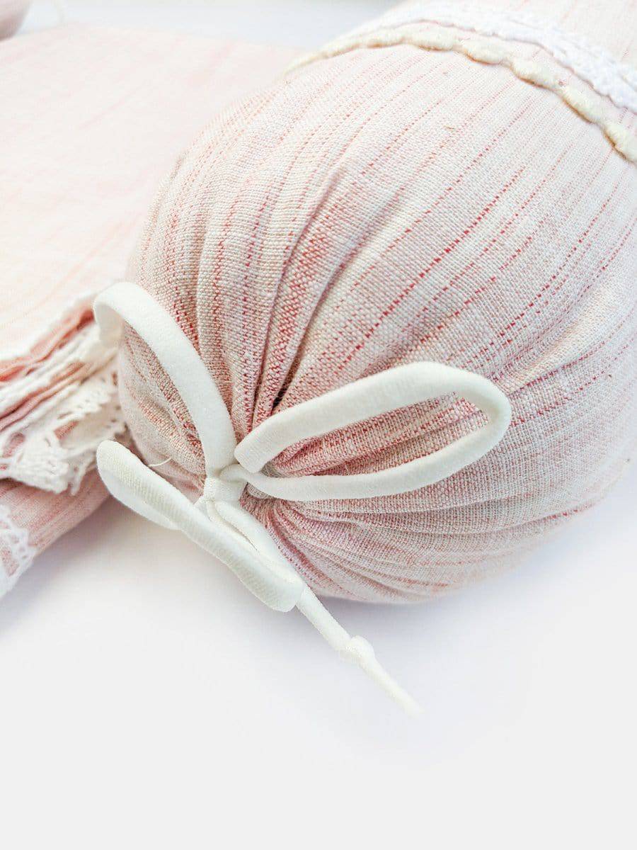 Washed Organic Cotton Newborn Baby Peach Blanket and Bolster Set