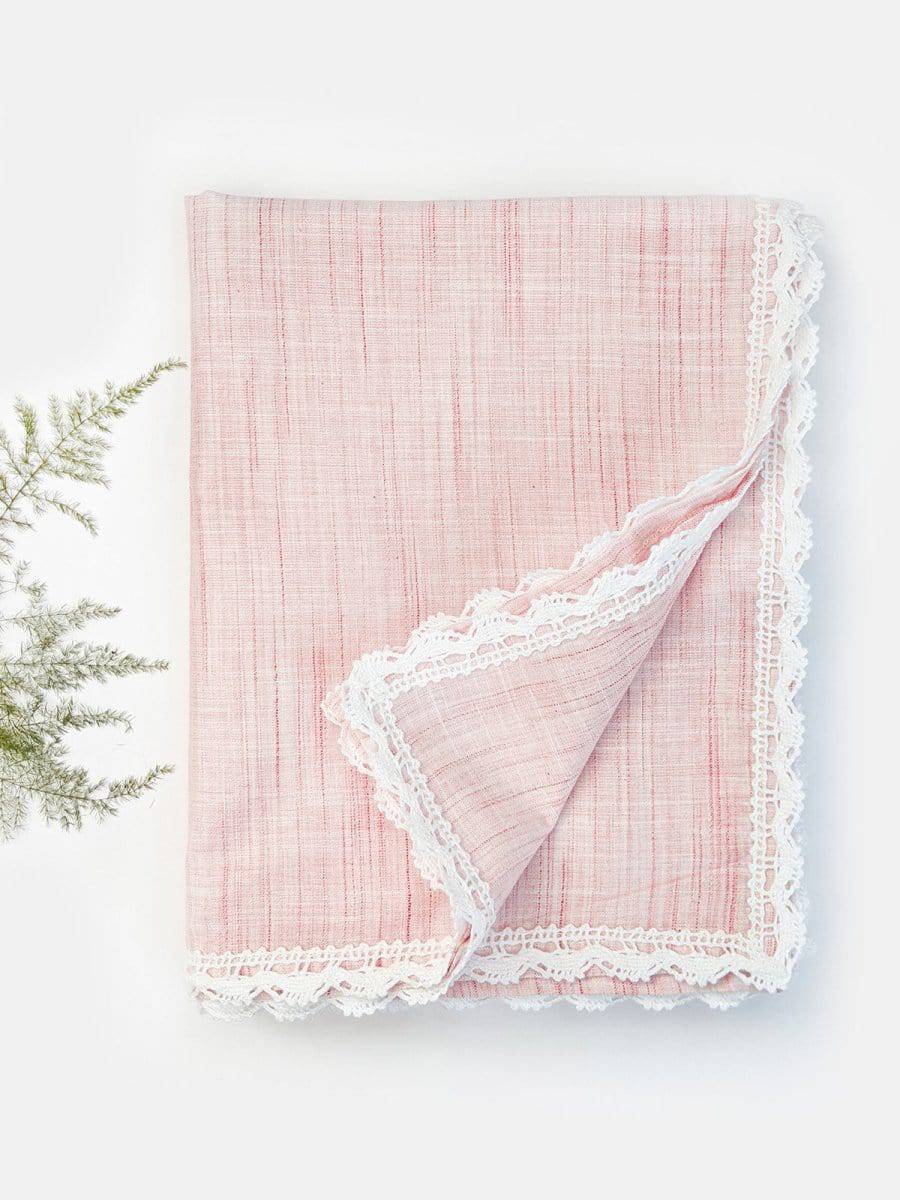 Washed Organic Cotton Newborn Baby Peach Blanket and Bolster Set