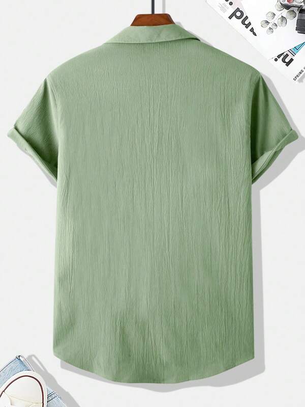 Mint Green Seersucker Half Sleeve Shirt