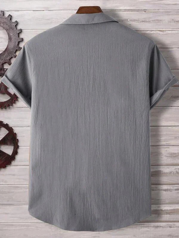 Fossil Grey Seersucker Half Sleeve Shirt