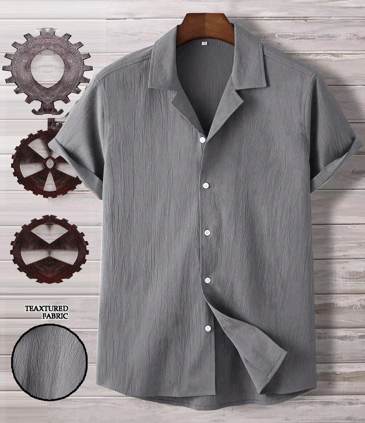 Fossil Grey Seersucker Half Sleeve Shirt