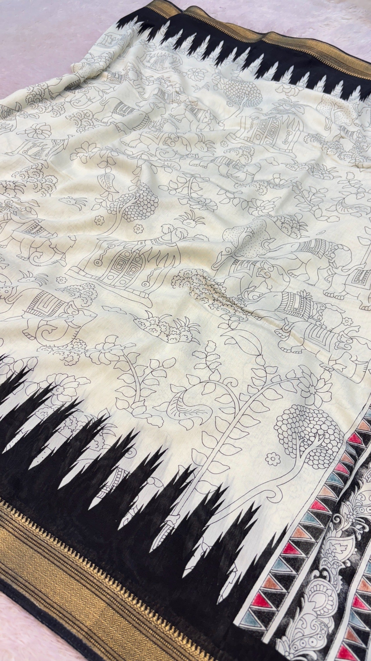 Elephant Trails, Morden Cotten Silk Saree