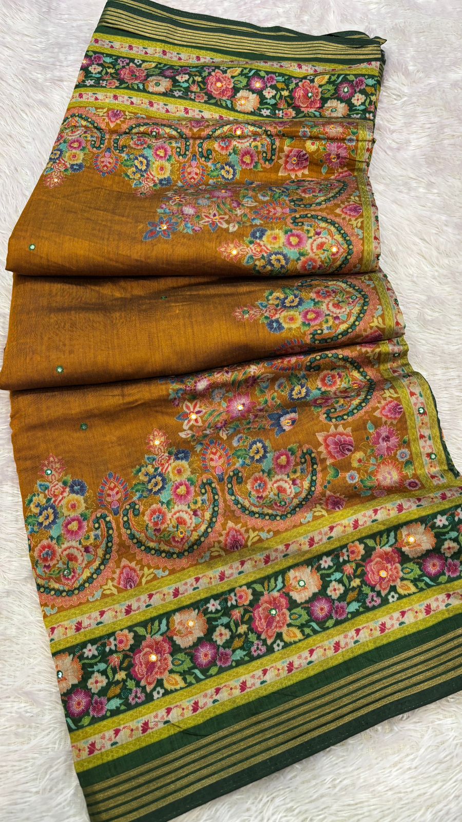 Pure Mul Cotten Mirror Work Saree