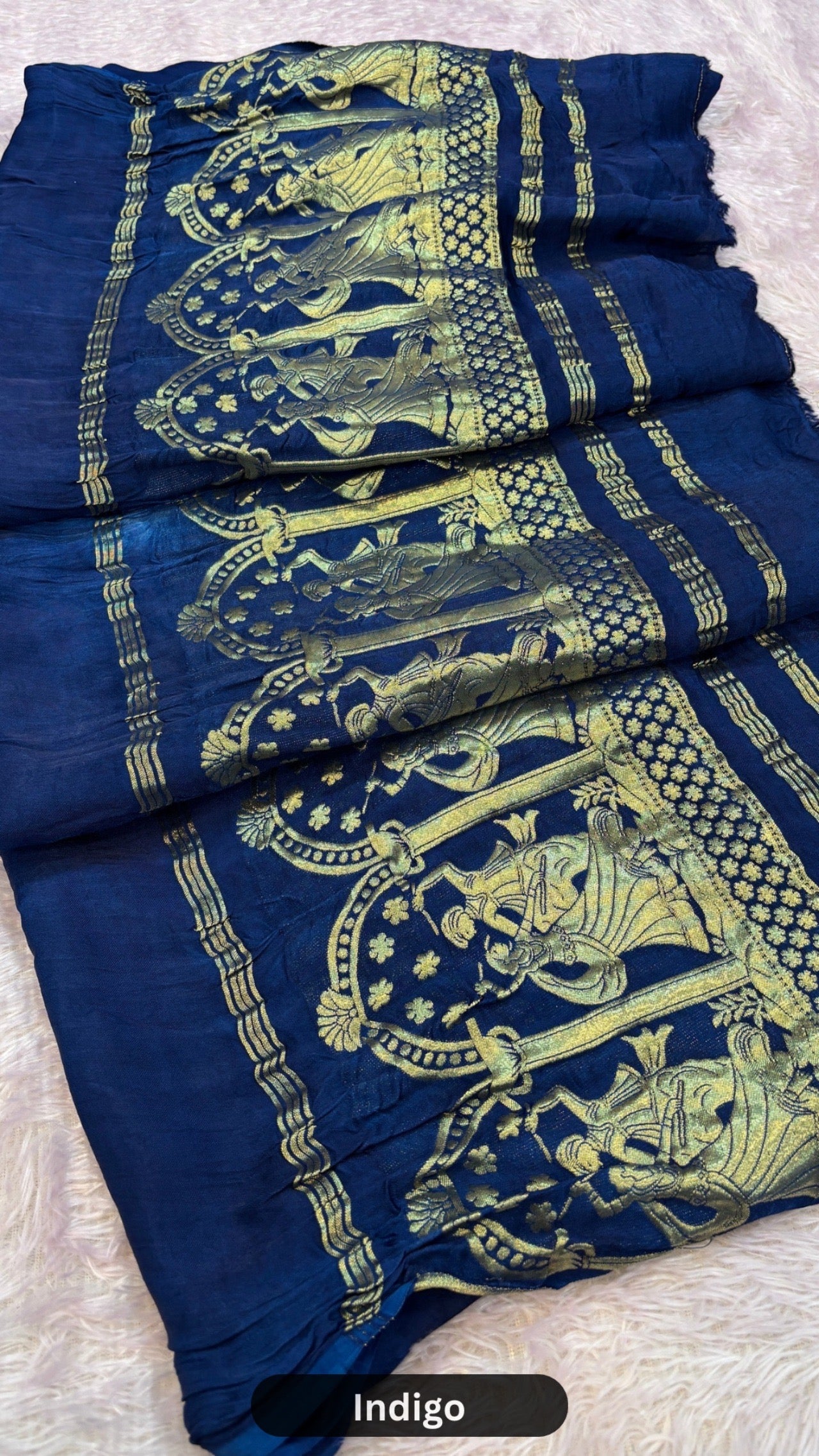 Plain Model Silk Saree (Never a Old Fashion) Indigo