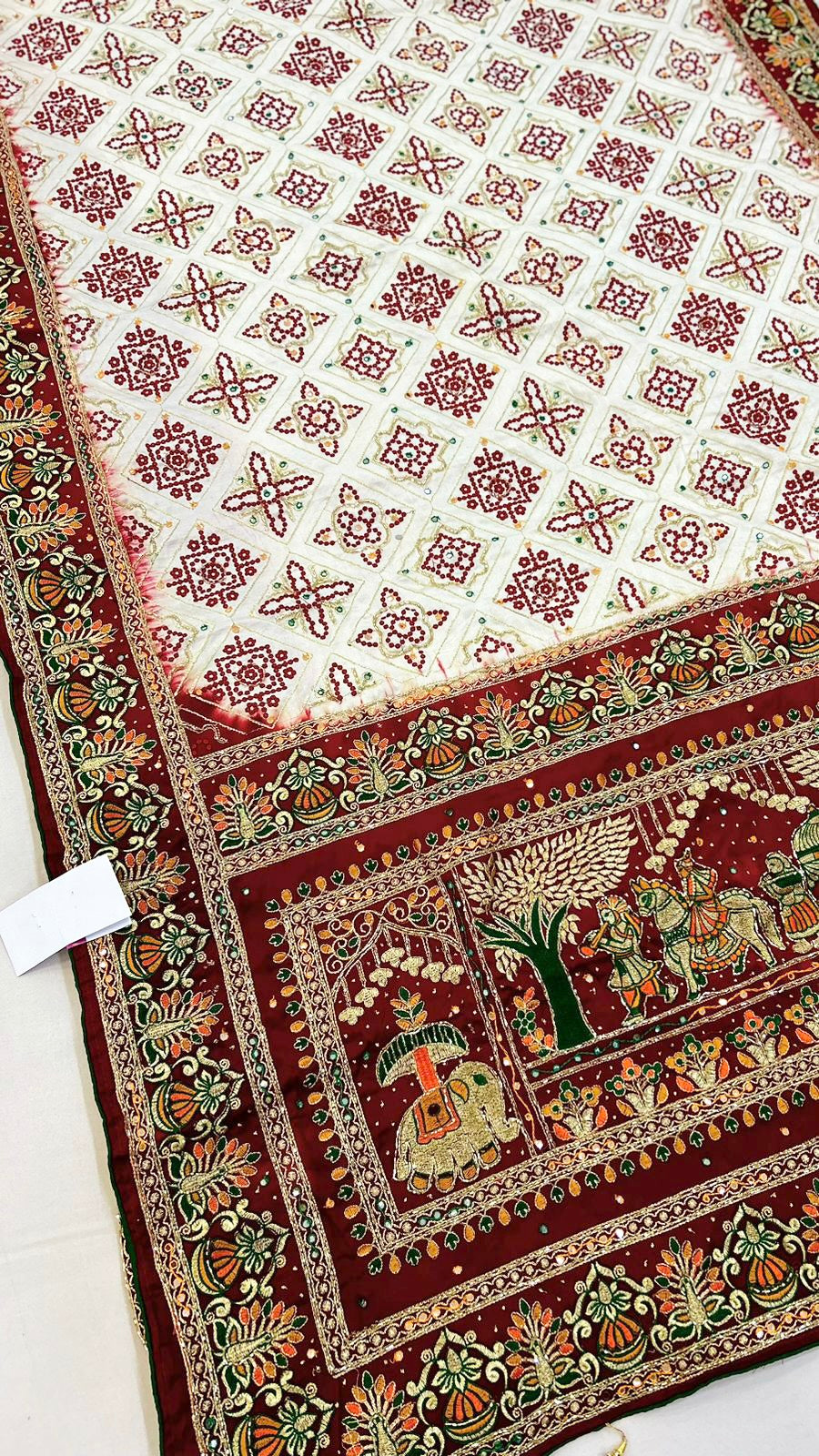 White Red Boutique Saree