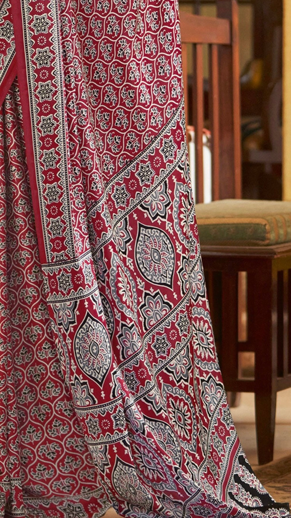 Designer Ajrakh Saree (D.No.204 A)