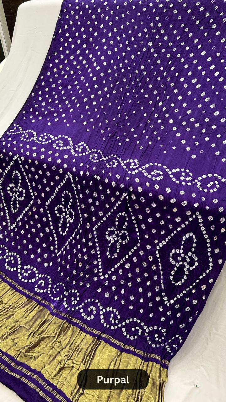 Pure Gaji Hand Bandhej Saree (Model Silk)