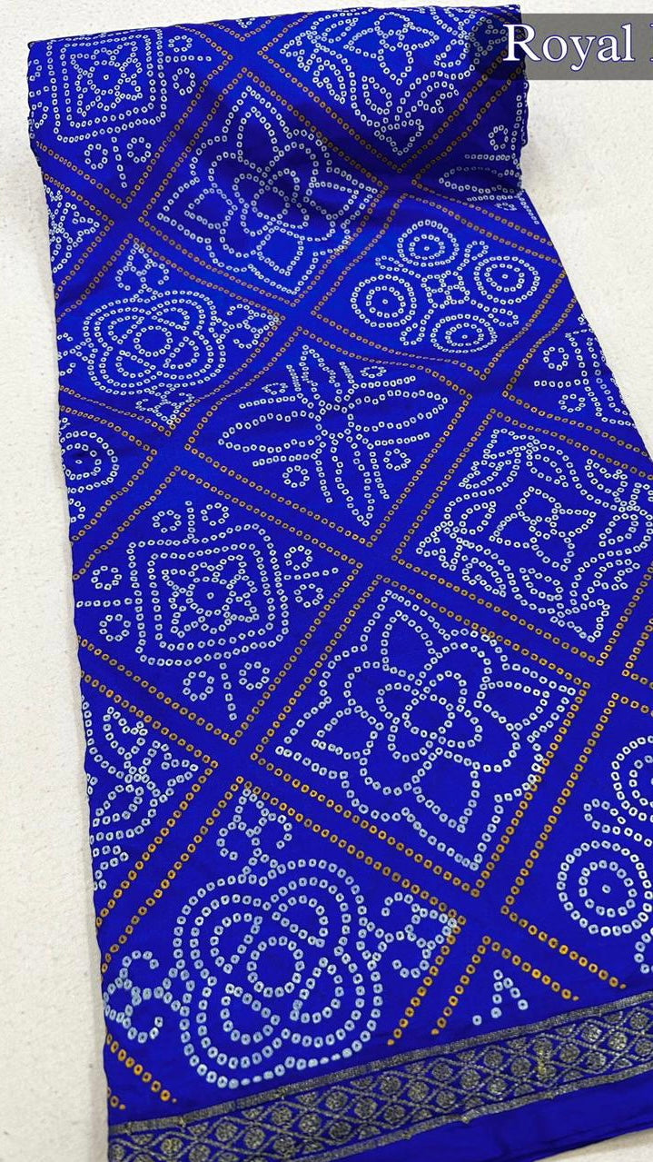 Art Silk Bandhani Sarees (52 Bhag Designe)