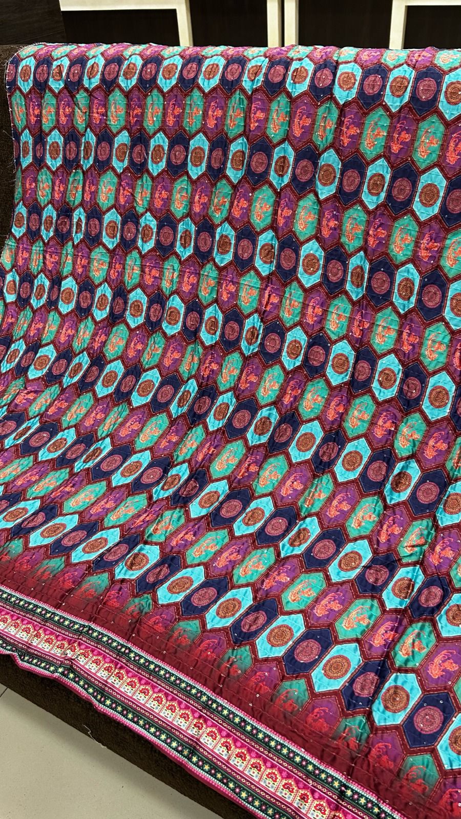 Hexagonal Blue Digital Lehanga Choli