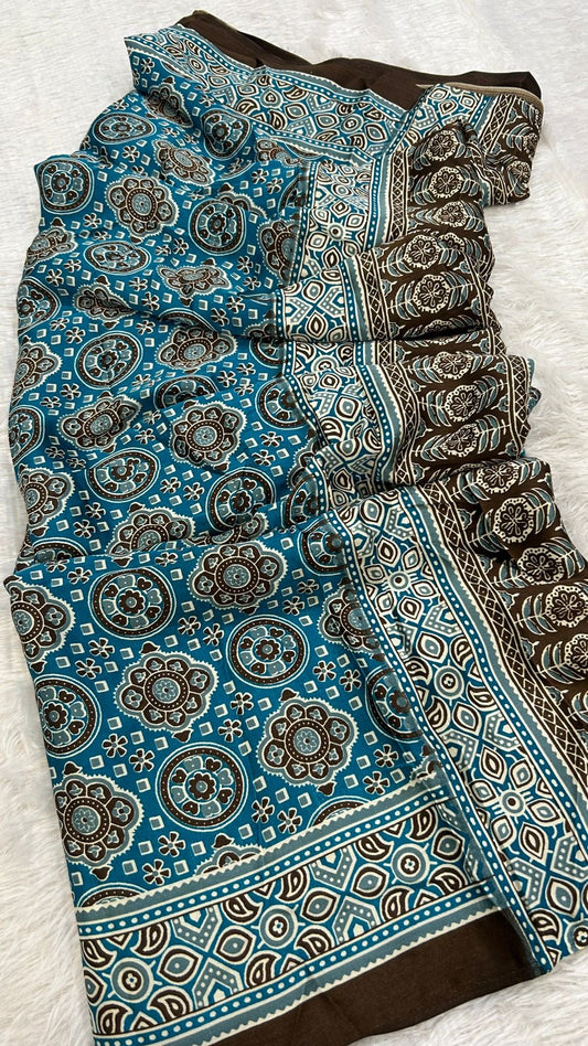 Summer Special Ajrakh Collection Saree (103)