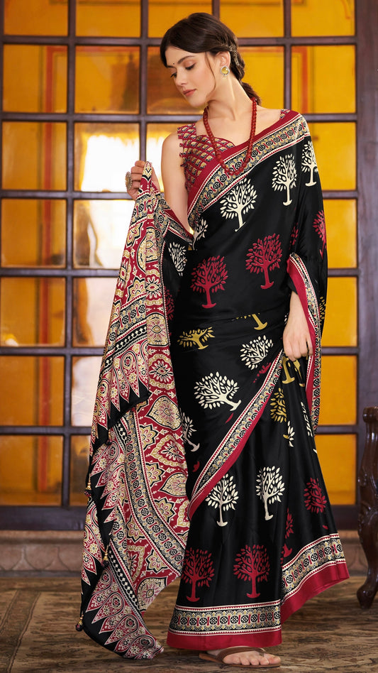 Designer Ajrakh Saree (D.No.201 B)