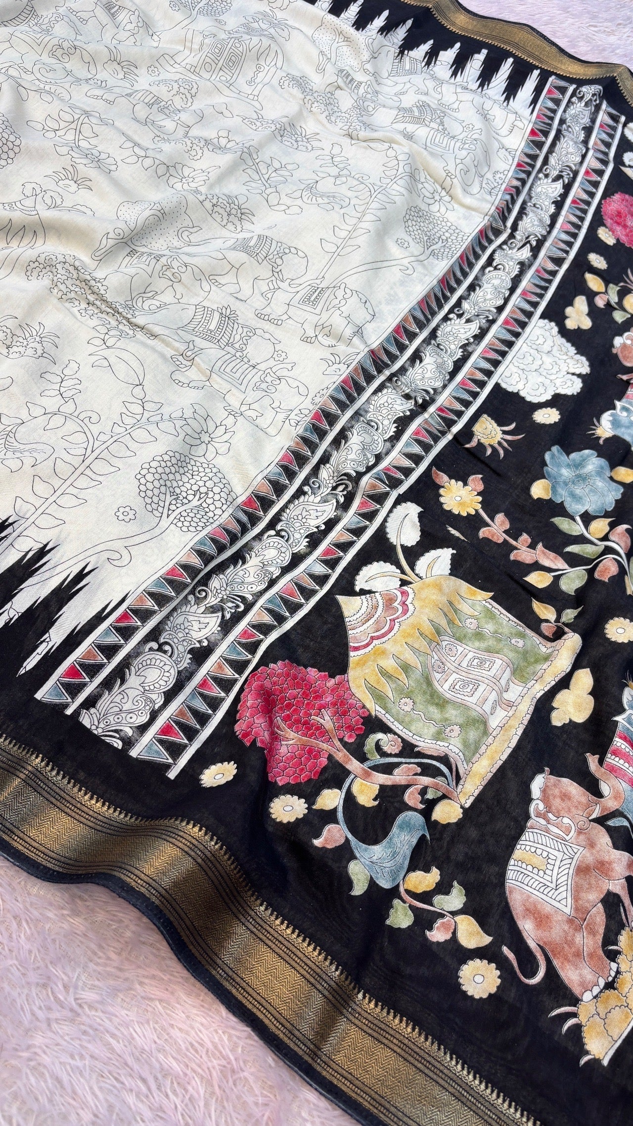 Elephant Trails, Morden Cotten Silk Saree