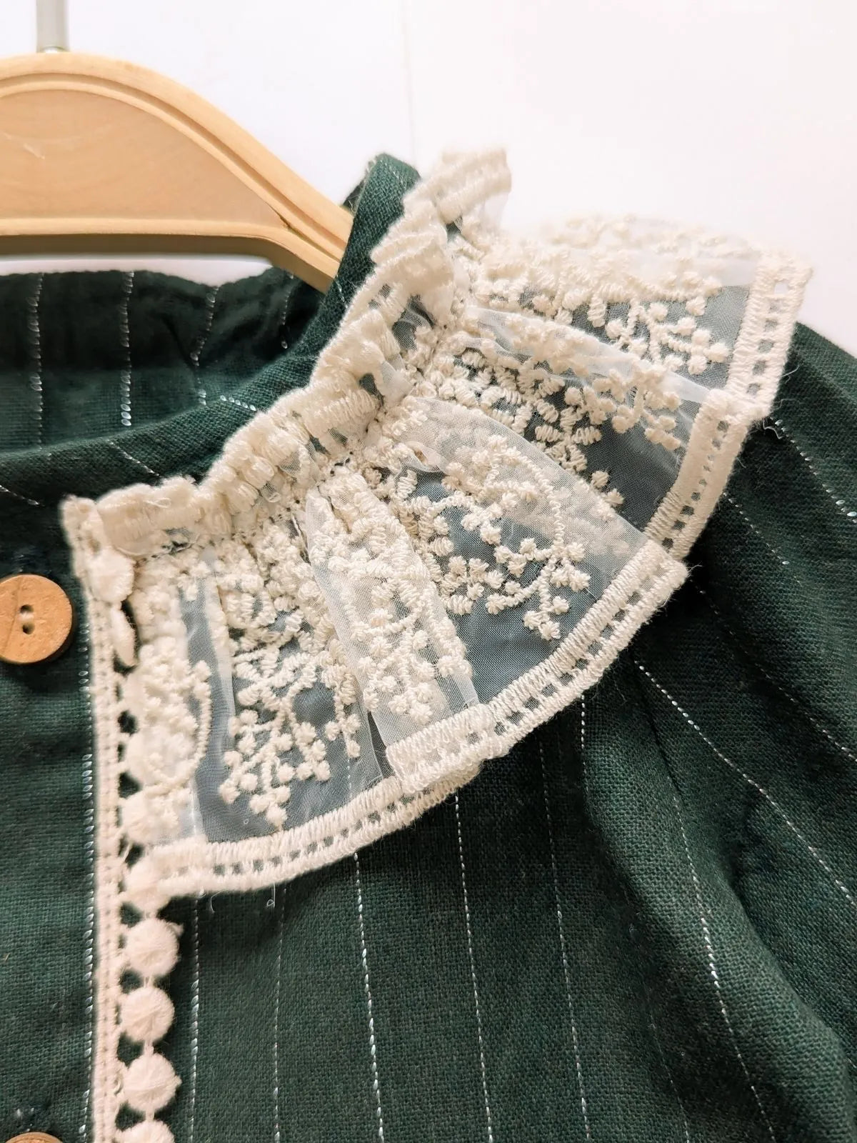 Green Bohemian Baby Collar Frock