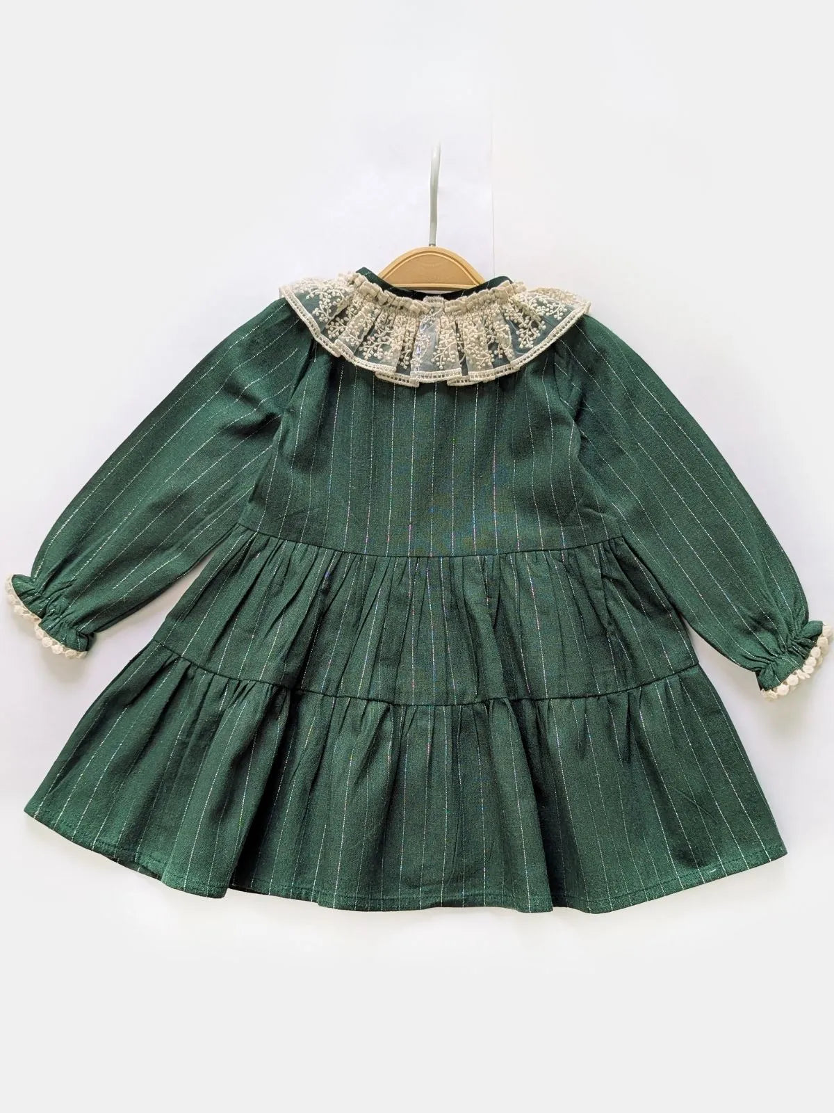 Green Bohemian Baby Collar Frock