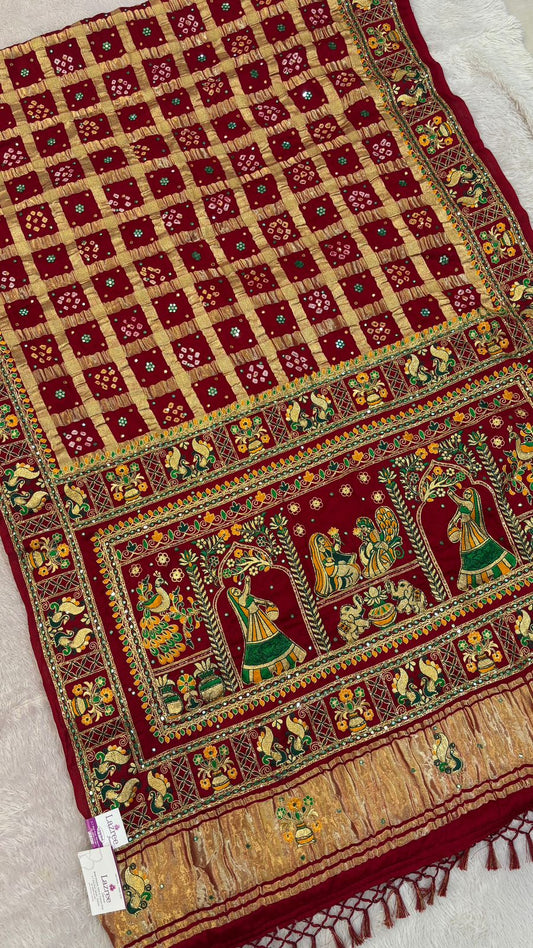 Traditional Gharchola Saree (783 Maroon)