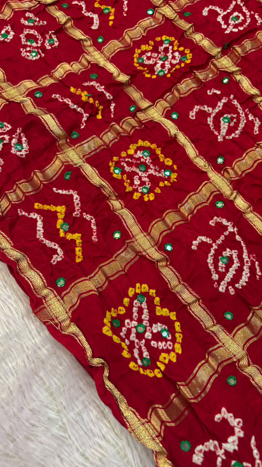 Pure Gaji Silk Abbhli Work Gharchola (Red)